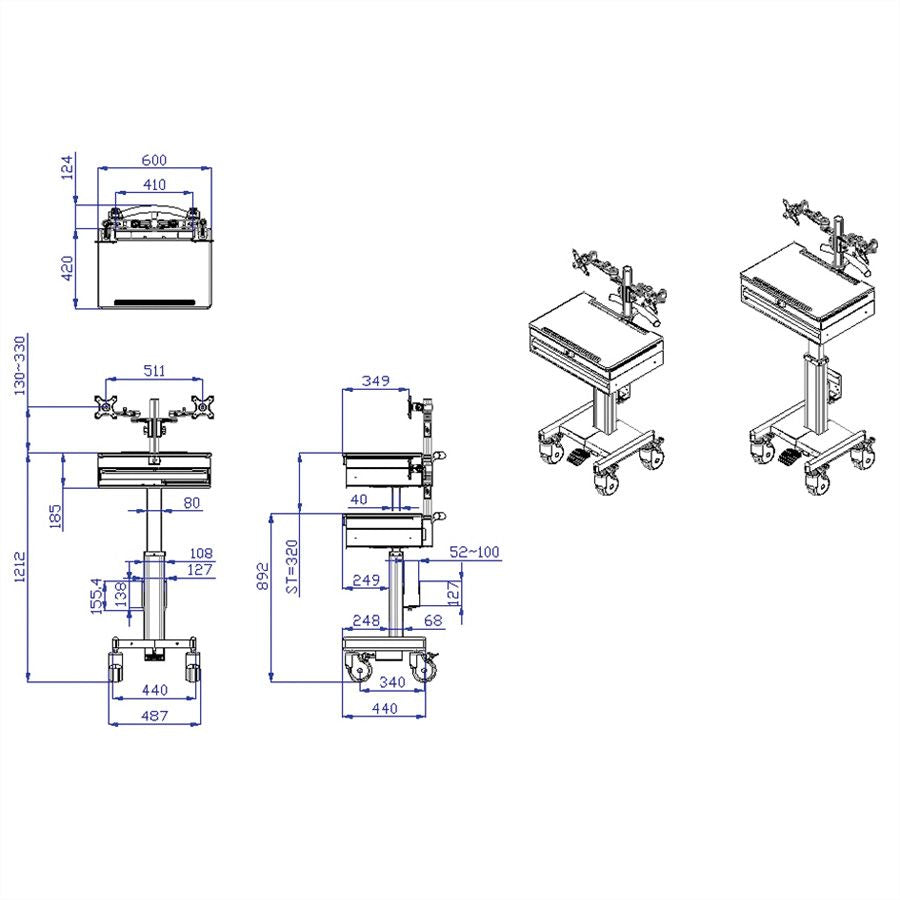 ROLINE Sitz-/Steh-Workstation – 2 Monitore – VESA 75×75/100×100 mm – bis 6 kg/Monitor – höhenverstellbar