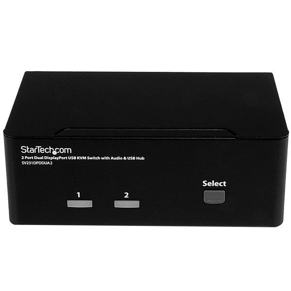 StarTech.com 2-Port DP Dual-View KVM-Switch – 4K/60 Hz, USB-Hub, Audio