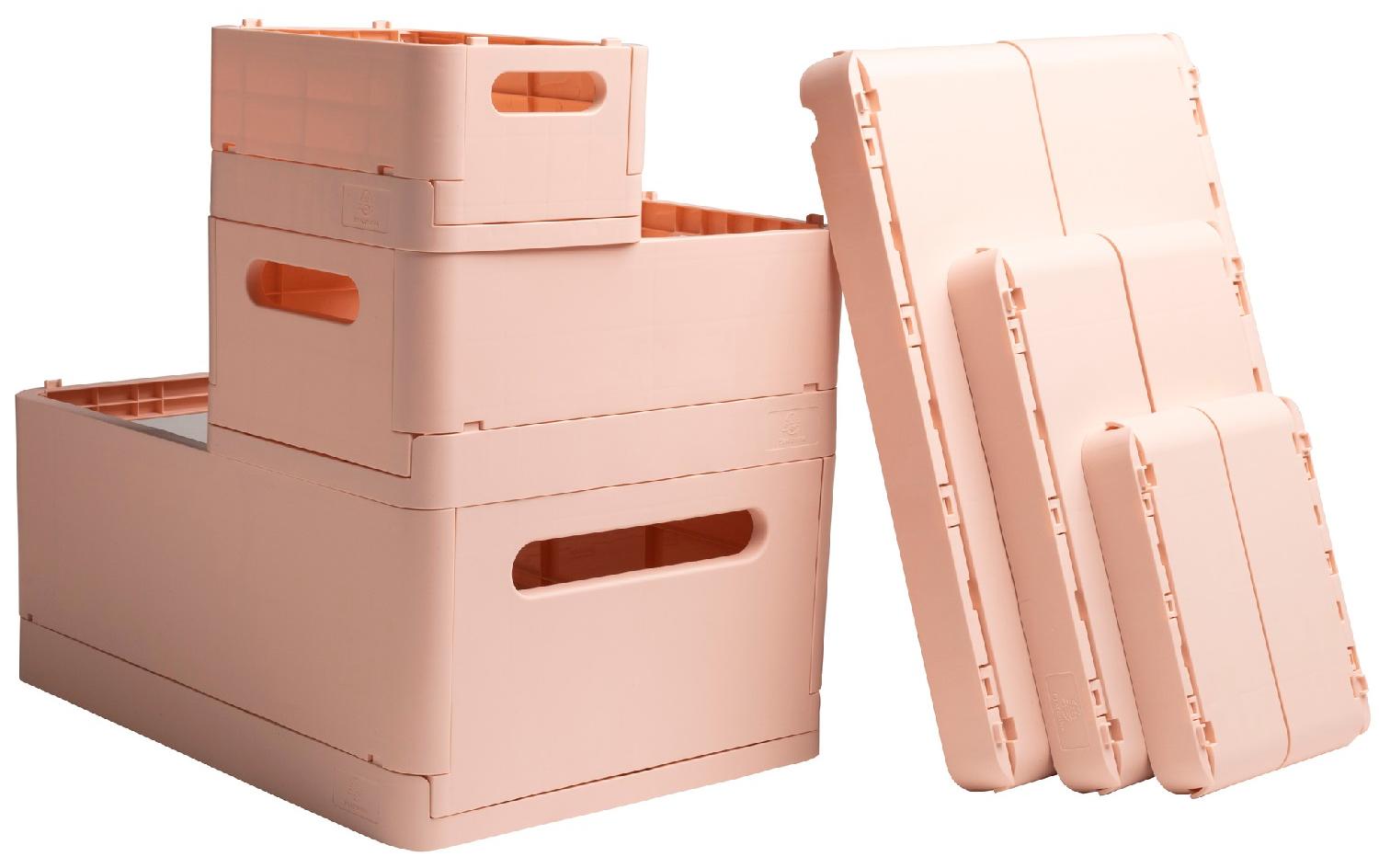 Exacompta Skandi Aufbewahrungsbox A4+ – klappbar, stapelbar, 375 × 40 × 275 mm, hellrosa, Kunststoff