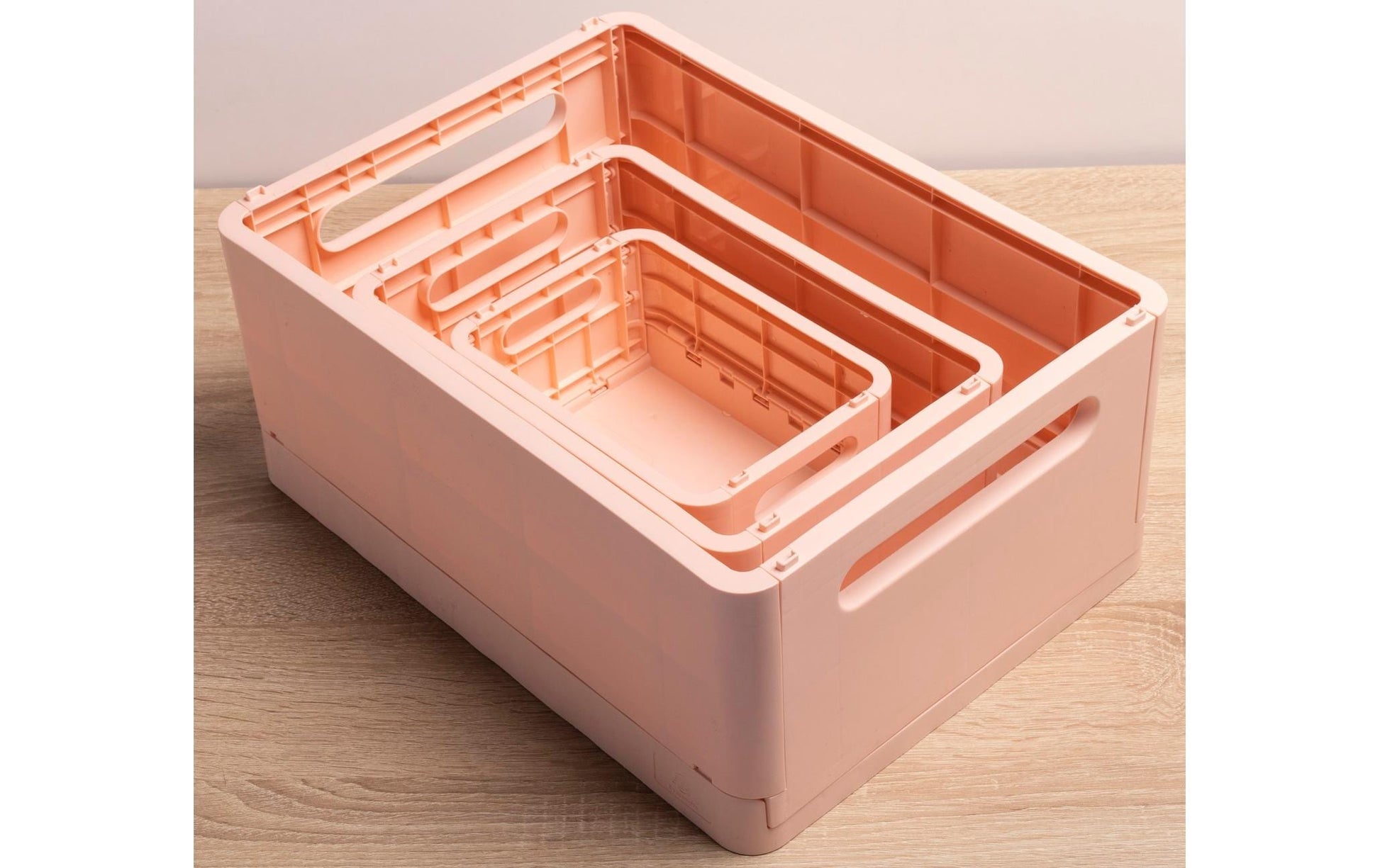 Exacompta Skandi Aufbewahrungsbox A4+ – klappbar, stapelbar, 375 × 40 × 275 mm, hellrosa, Kunststoff