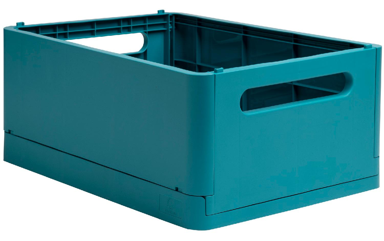 Exacompta Aufbewahrungsbox B 375 × H 163 × T 275 mm – für A4+, zusammenklappbar, mit Tragegriff, blau