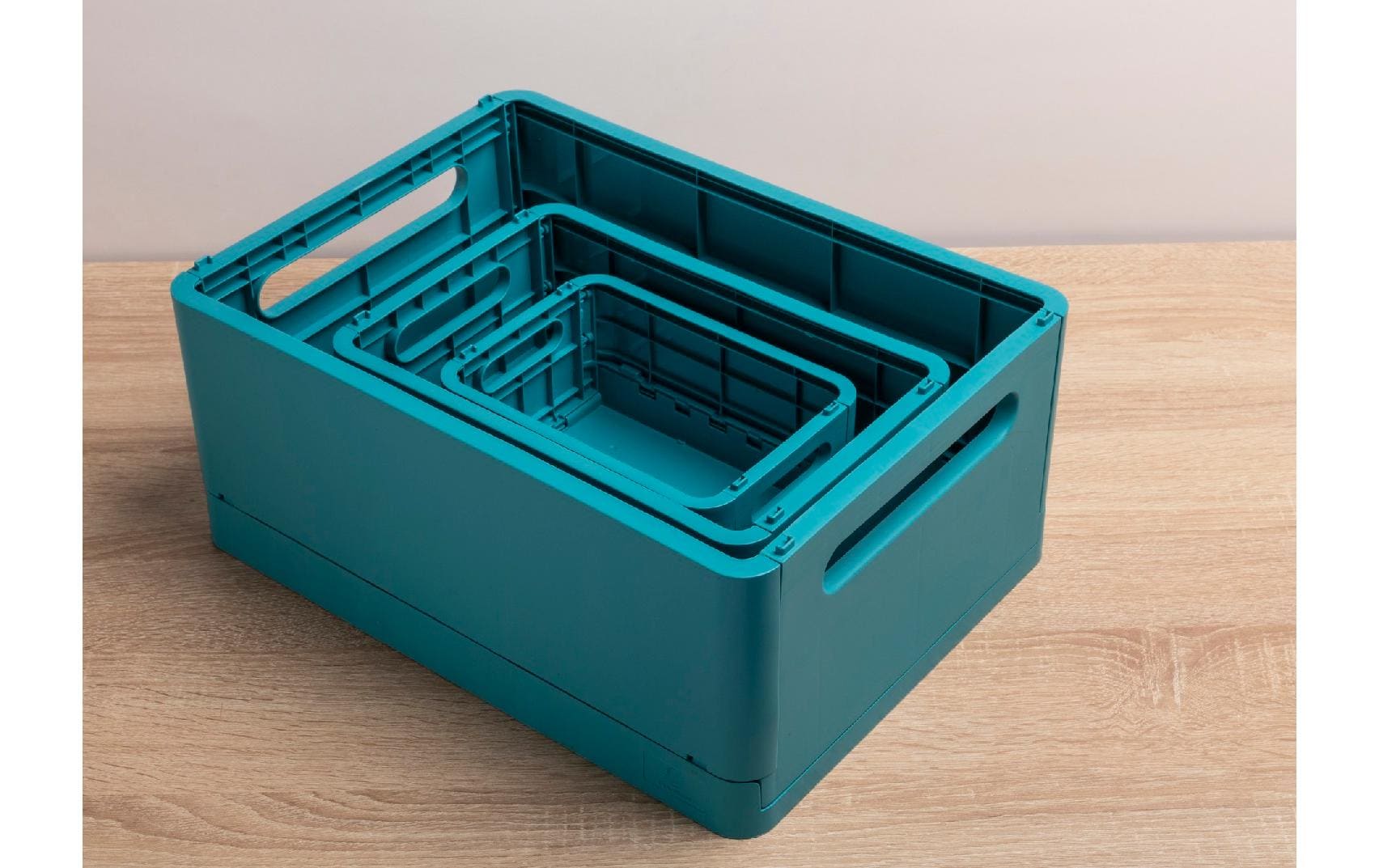 Exacompta Aufbewahrungsbox B 375 × H 163 × T 275 mm – für A4+, zusammenklappbar, mit Tragegriff, blau