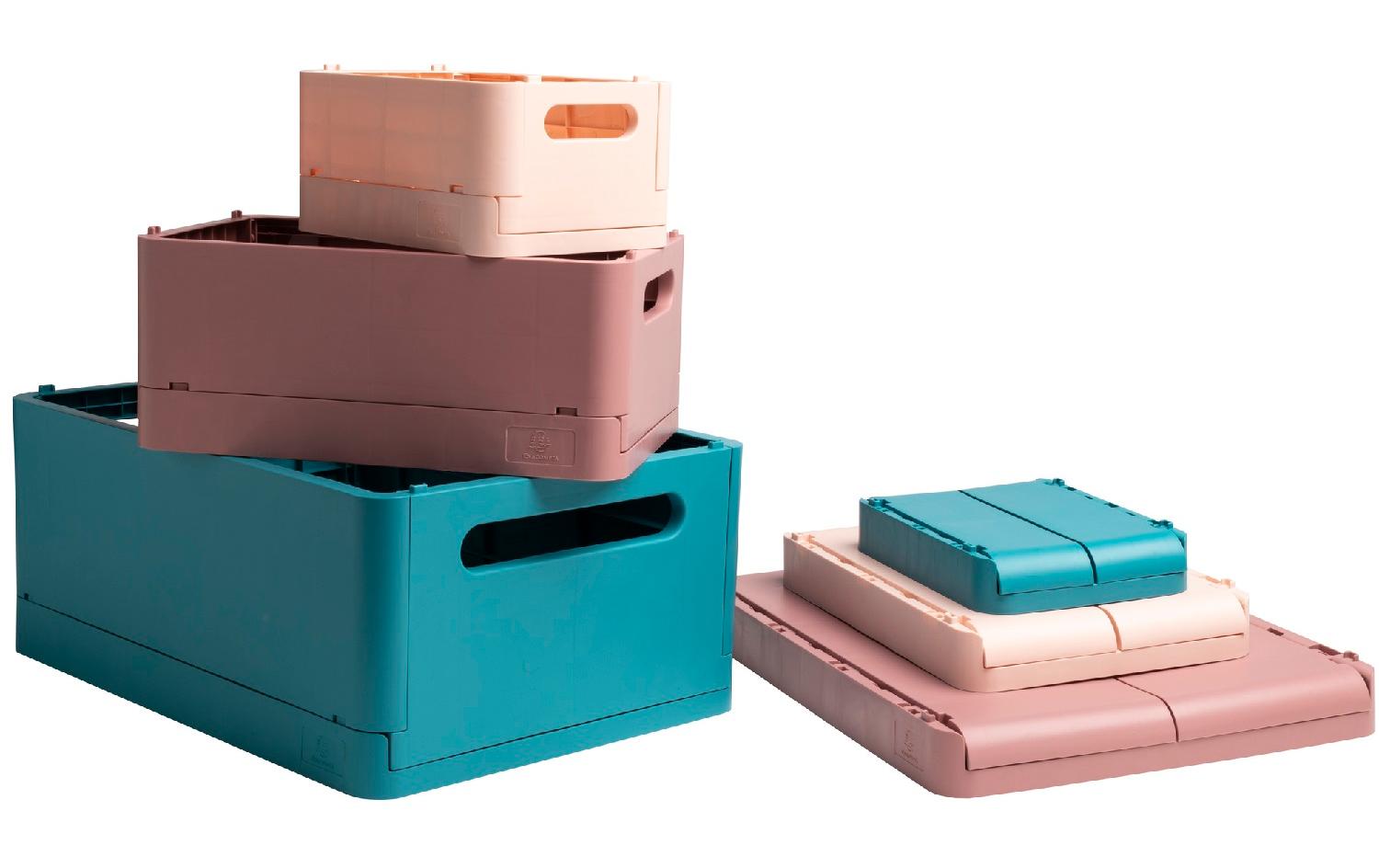 Exacompta Aufbewahrungsbox B 375 × H 163 × T 275 mm – für A4+, zusammenklappbar, mit Tragegriff, blau