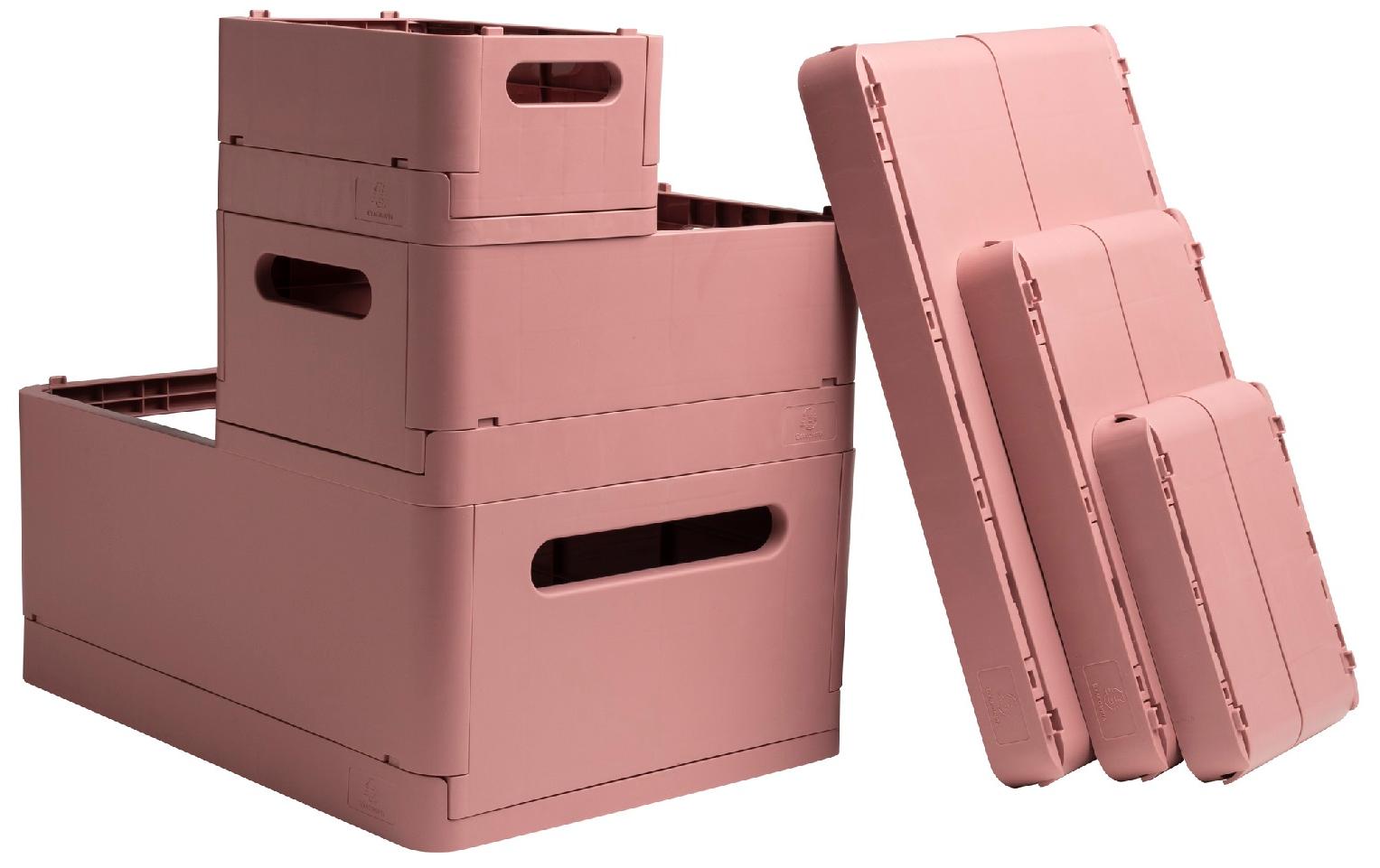 Exacompta Skandi Aufbewahrungsbox A4+ – klappbar, stapelbar, 375 × 40 × 275 mm, altrosa, Kunststoff (recycelt)