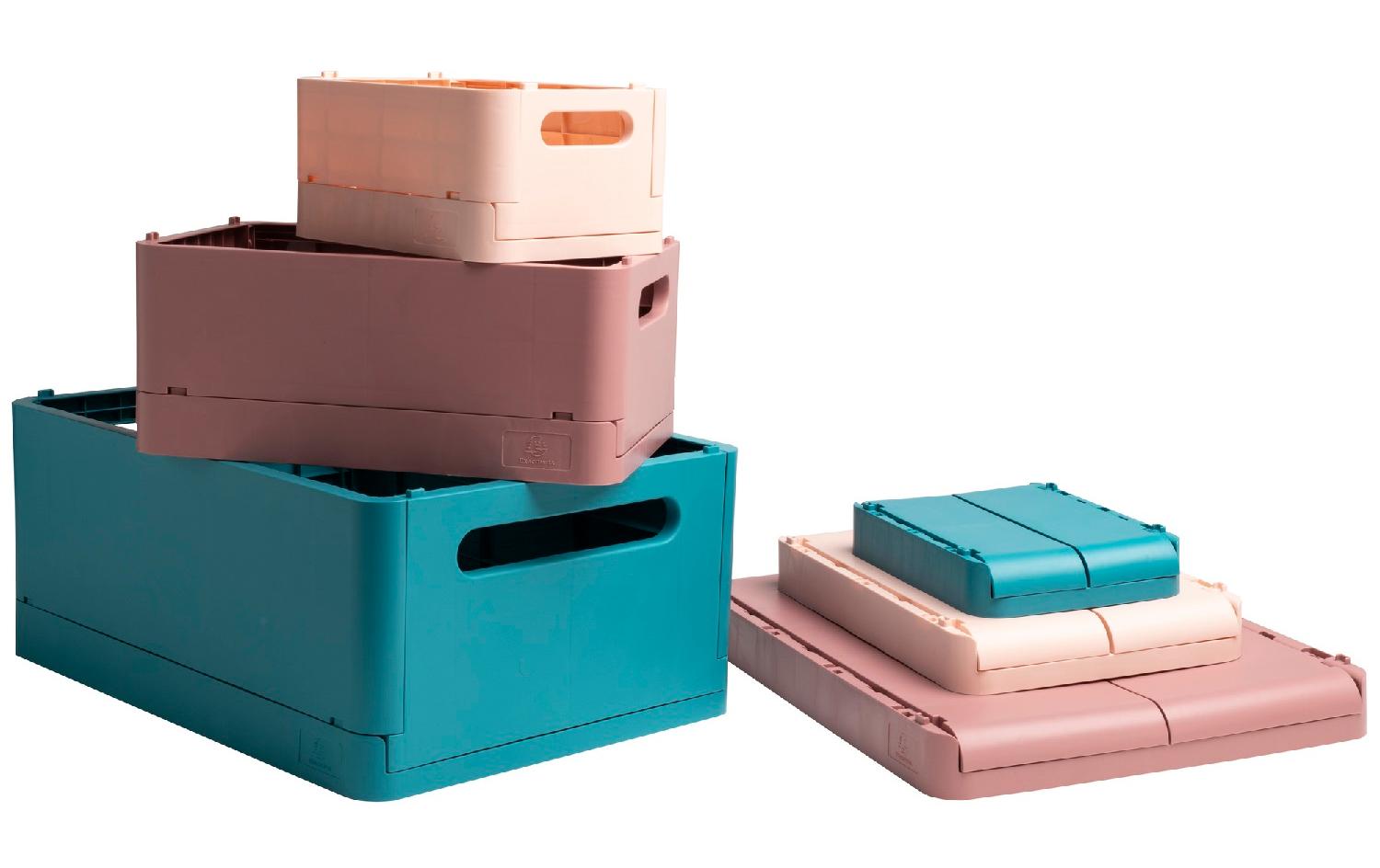 Exacompta Skandi Aufbewahrungsbox A4+ – klappbar, stapelbar, 375 × 40 × 275 mm, altrosa, Kunststoff (recycelt)