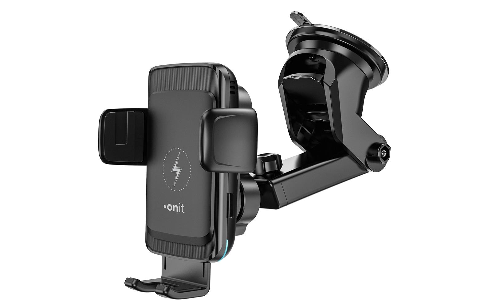 ONIT Smart – Kabellose Auto-Ladehalterung – Saugnapf, Armaturenbrett, USB-C, für Smartphones 60–90 mm – Schwa