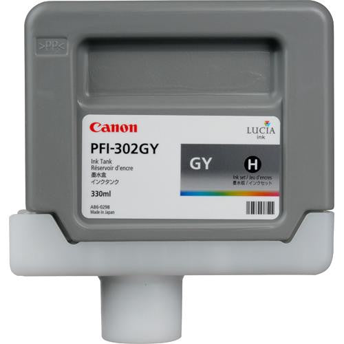 Canon Tintenpatrone PFI-302GY, grau, 330 ml – für Inkjetdrucker/Multifunktionsgeräte