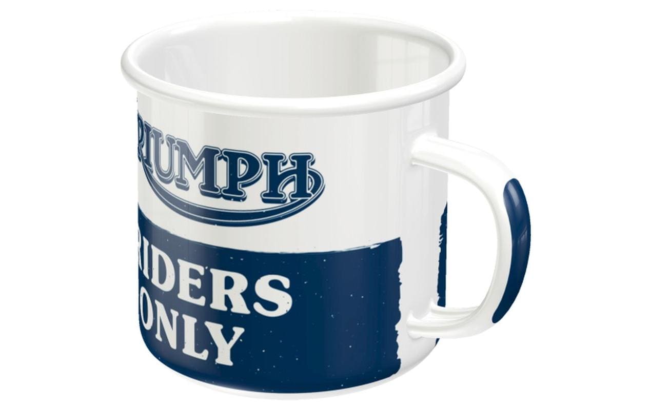 Nostalgic Art Emaillebecher Triumph Riders – 360 ml, Ø 8,0 cm, Emaille, Dunkelblau, nicht spülmaschinenfest