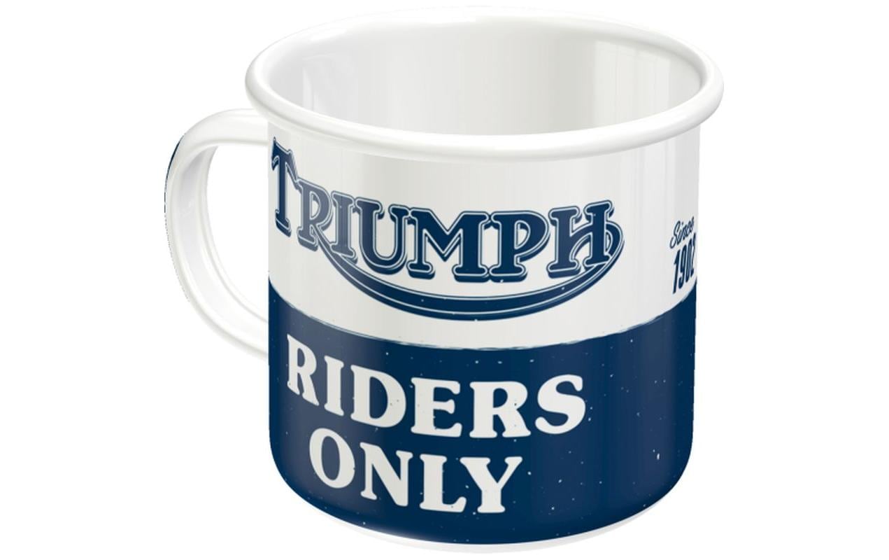 Nostalgic Art Emaillebecher Triumph Riders – 360 ml, Ø 8,0 cm, Emaille, Dunkelblau, nicht spülmaschinenfest