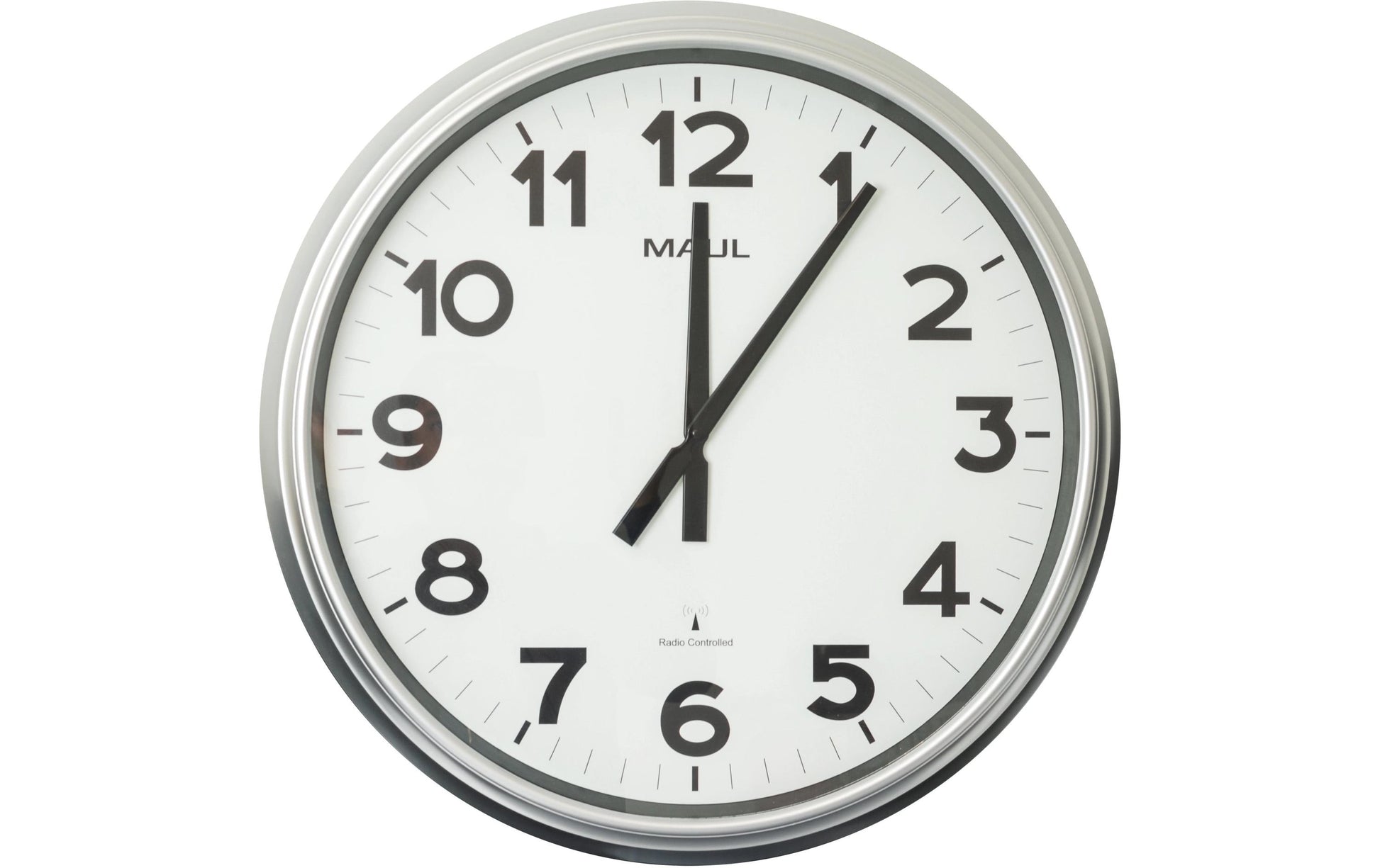 MAULride Wanduhr – Funk, analog, Ø 61,0 cm, silber, Kunststoff/Glas