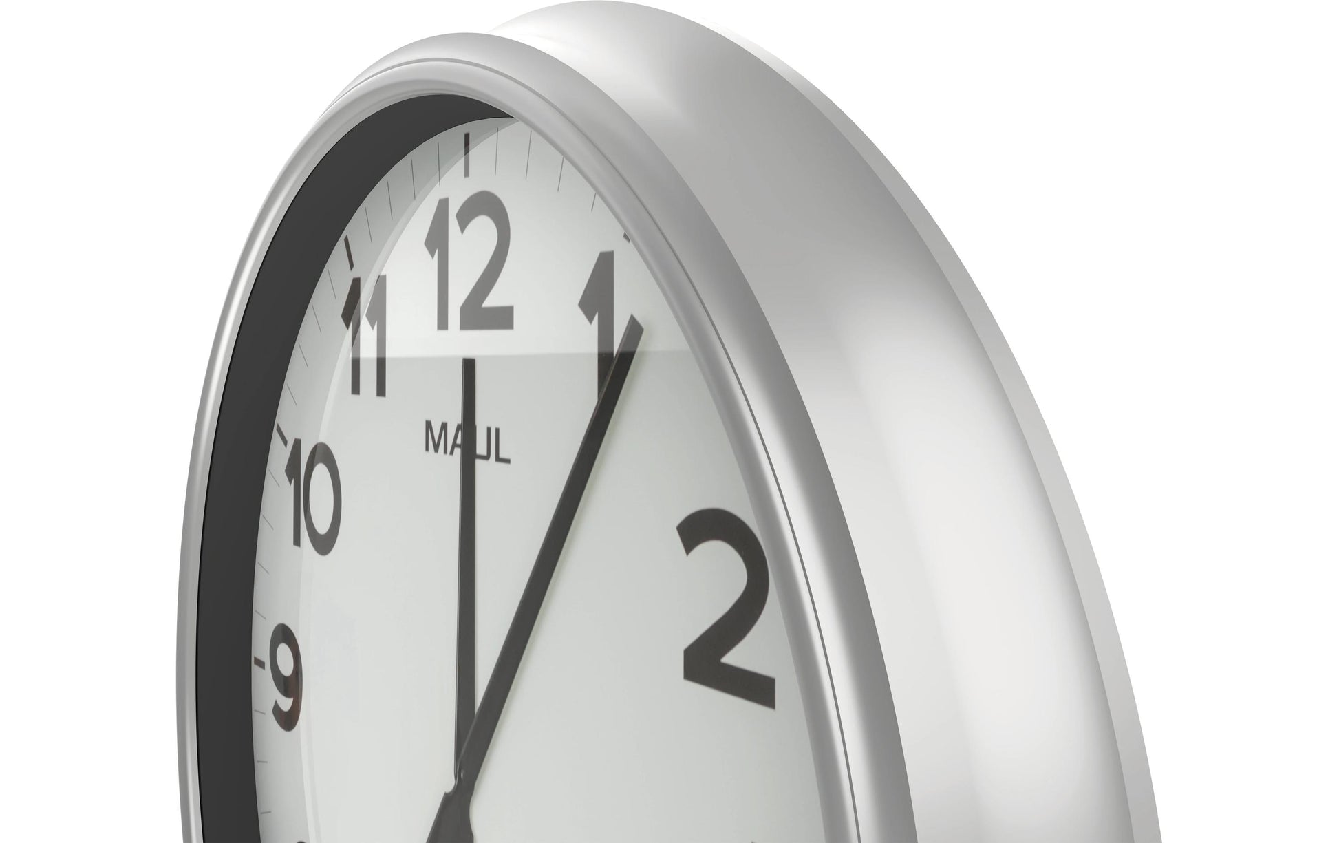 MAULride Wanduhr – Funk, analog, Ø 61,0 cm, silber, Kunststoff/Glas