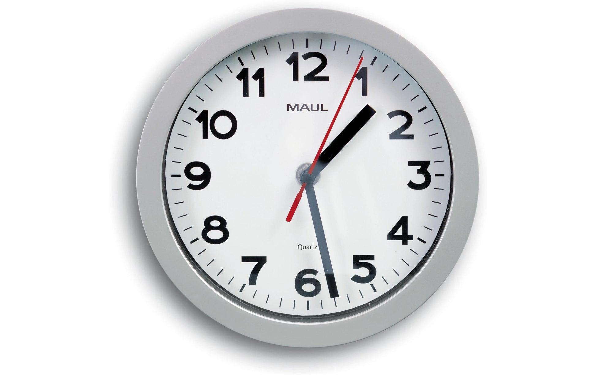 MAULstep 20 Wanduhr – Funk, analog, Ø 20 cm, Silber, Kunststoff