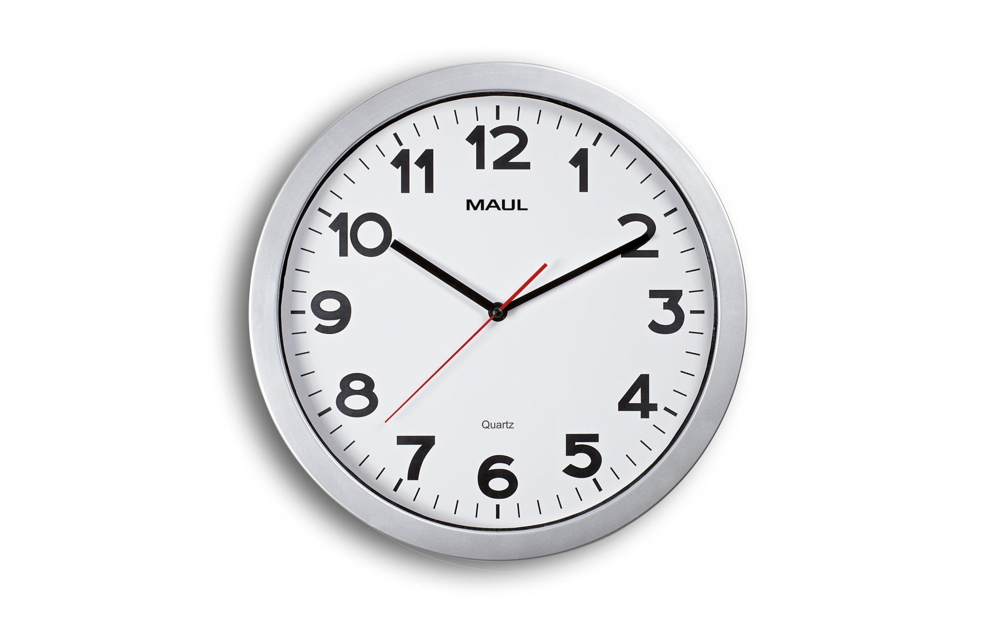 MAULstep 35 Wanduhr – Funk, analog, Ø 35 cm, Silber, Kunststoff