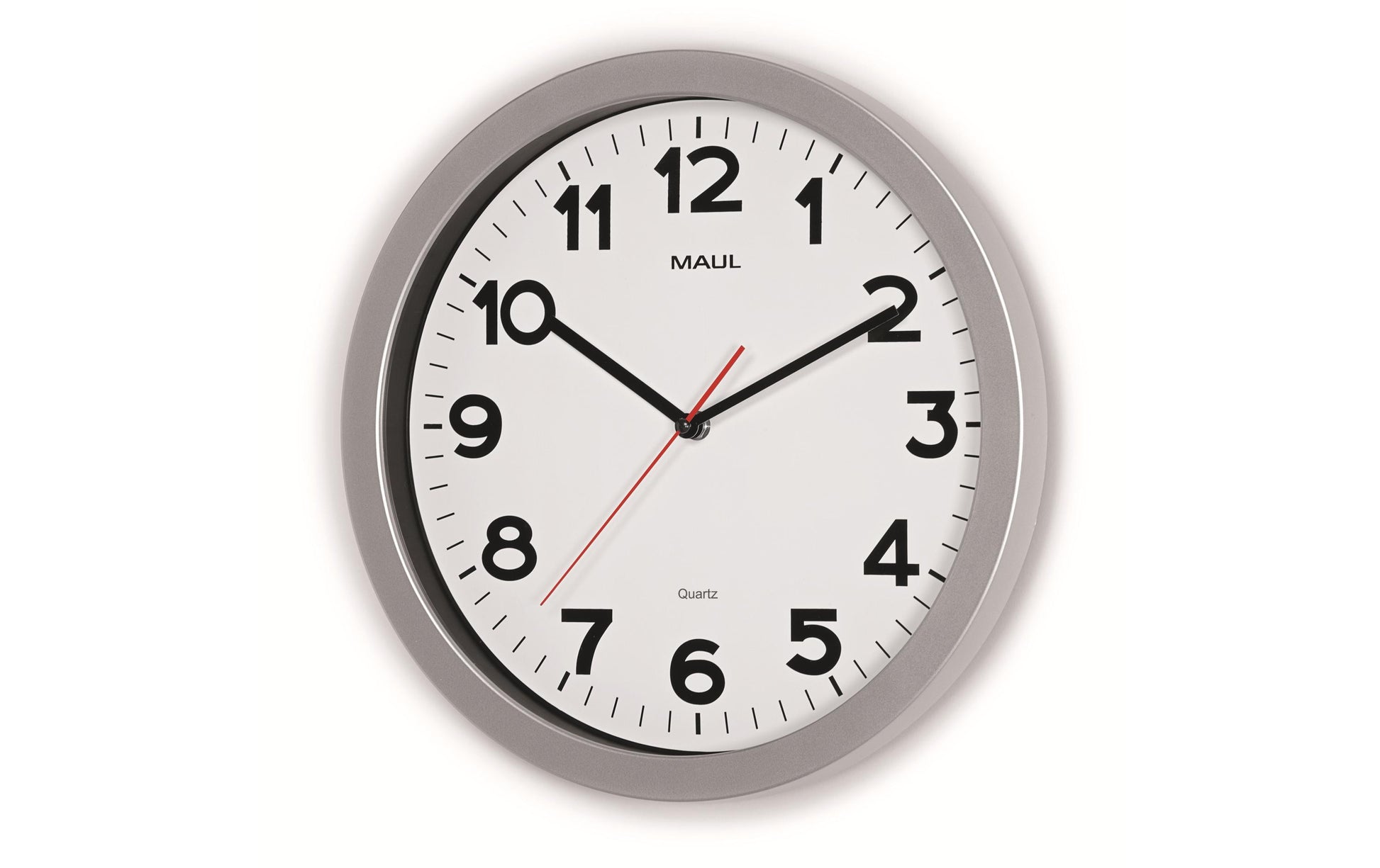 MAULstep 35 Wanduhr – Funk, analog, Ø 35 cm, Silber, Kunststoff
