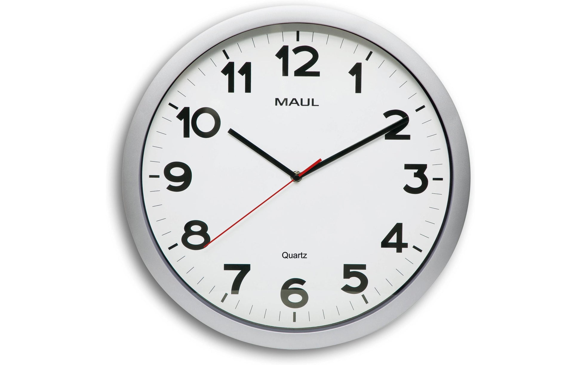 MAULstep Wanduhr – Funk, analog, Ø 40 cm, Silber, Kunststoff/Glas