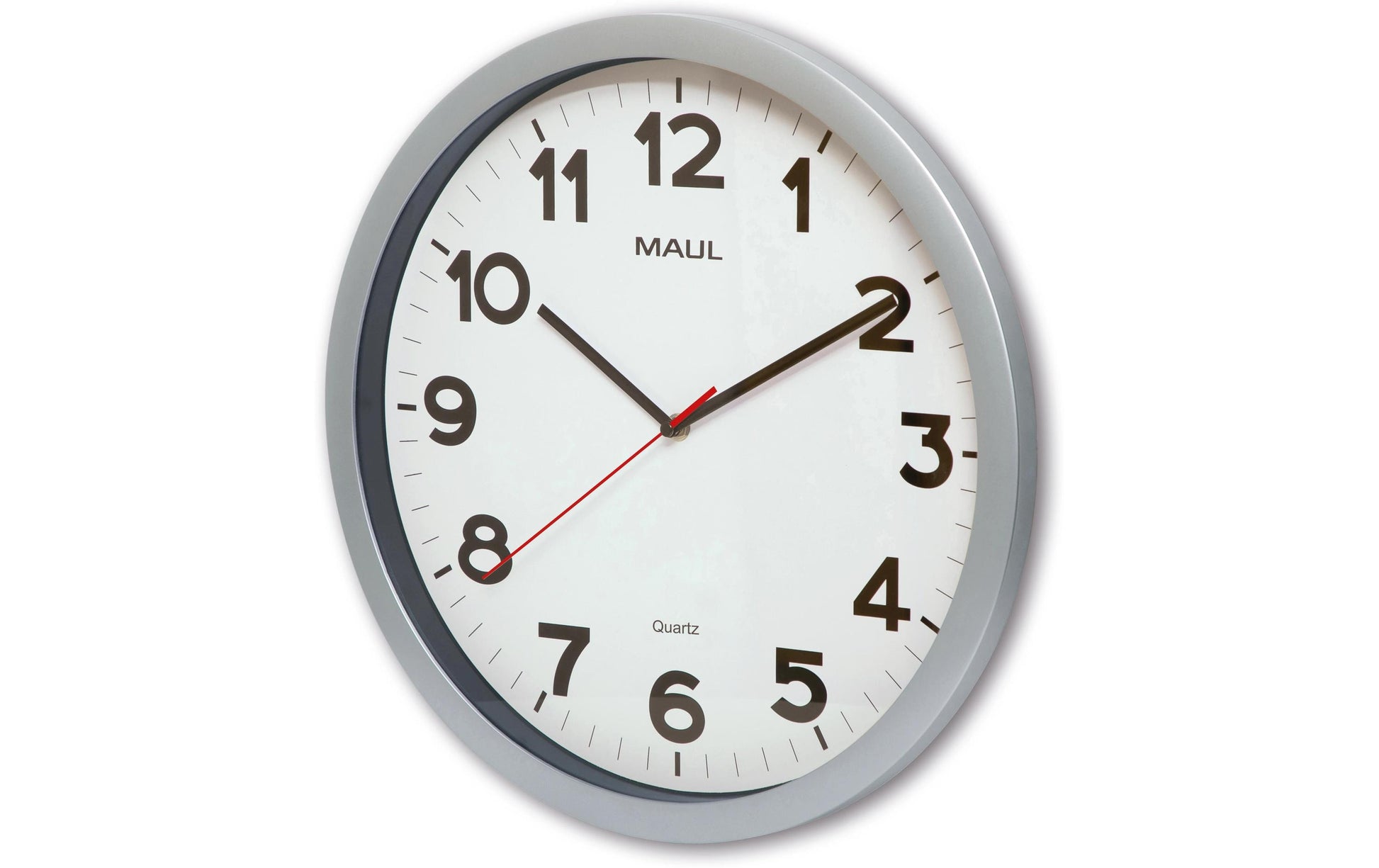 MAULstep Wanduhr – Funk, analog, Ø 40 cm, Silber, Kunststoff/Glas