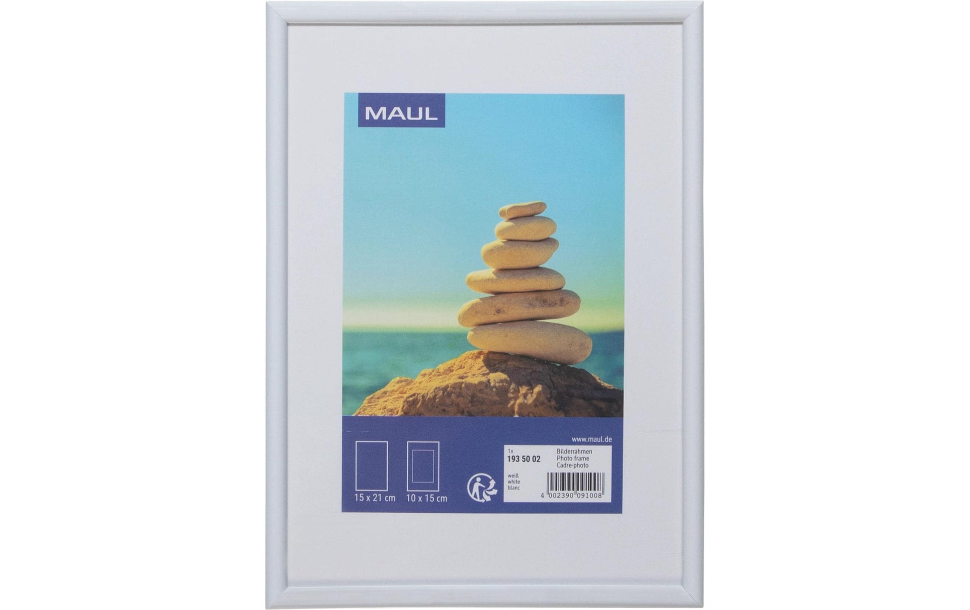 MAUL Bilderrahmen – für 15 × 21 cm – MDF & Kunststoff, Weiss