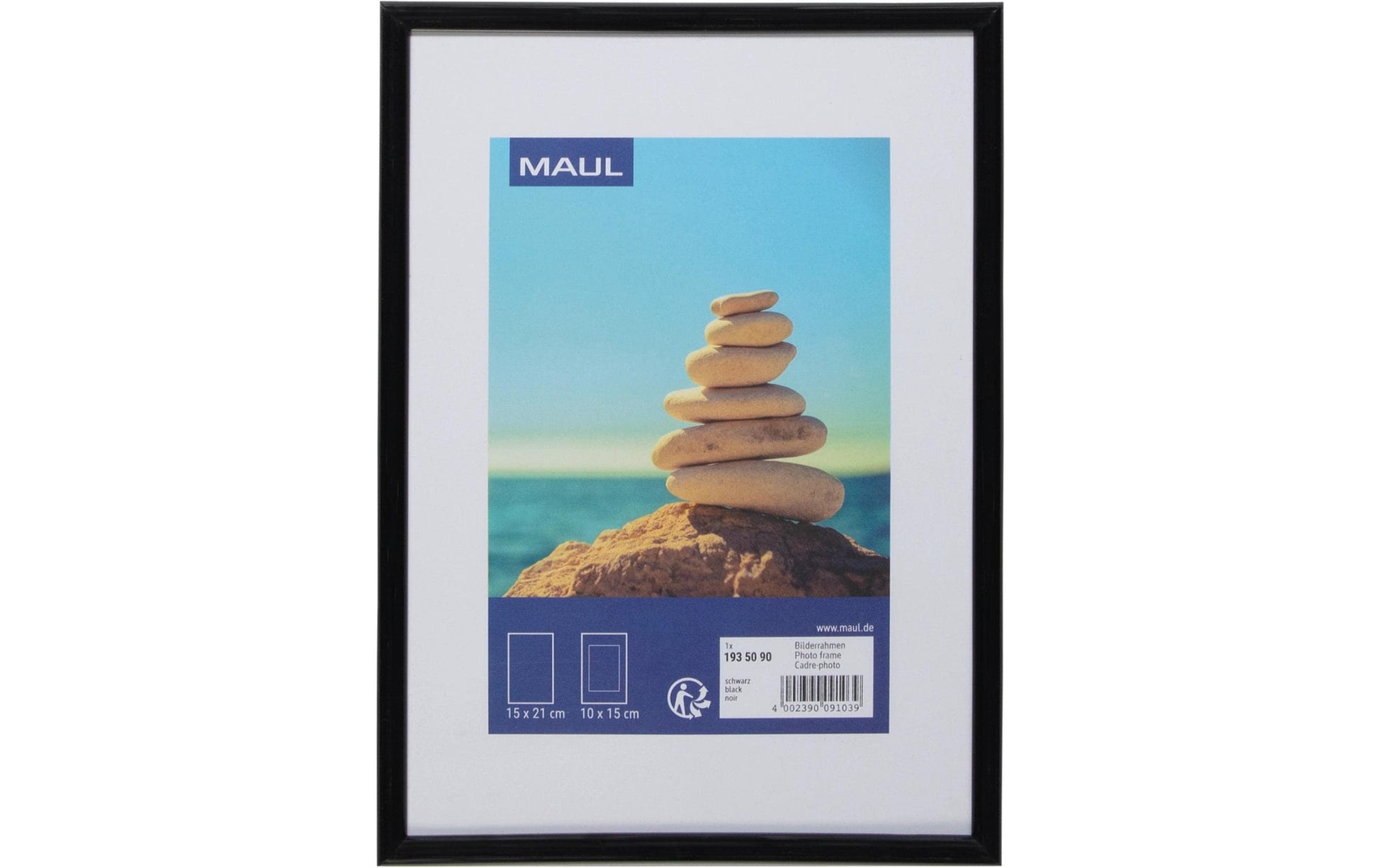 MAUL Bilderrahmen – für 15 × 20 cm – MDF & Kunststoff, Schwarz