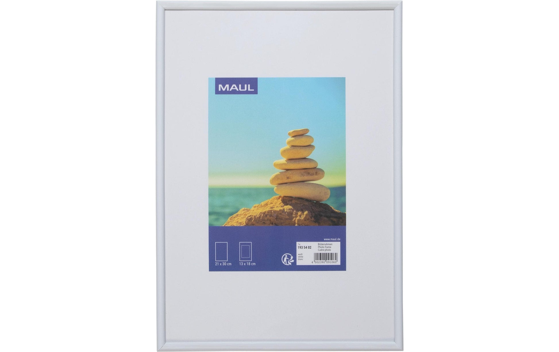MAUL Bilderrahmen – für 21 × 30 cm – MDF & Kunststoff, Weiss