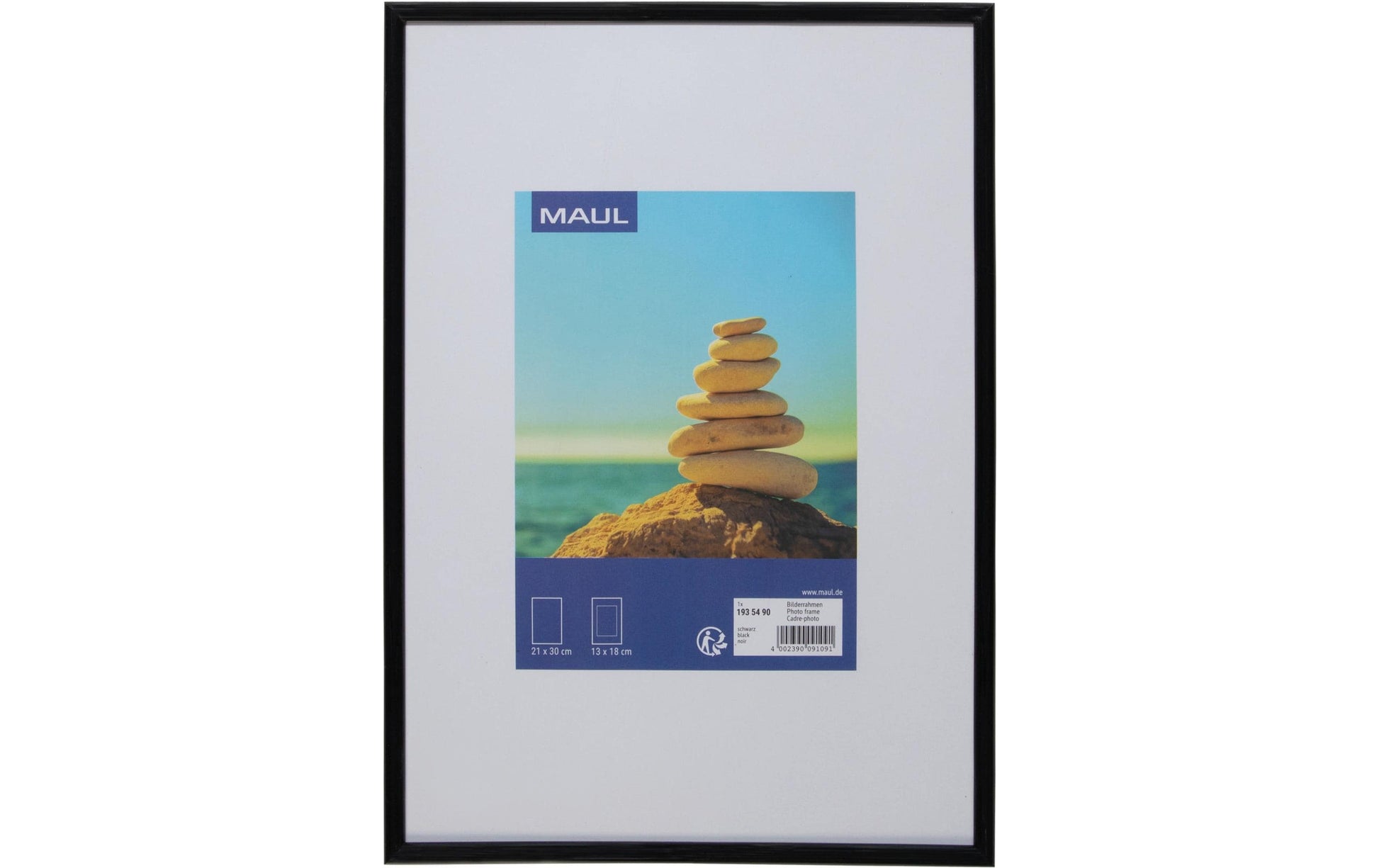 MAUL Bilderrahmen – für 21 × 30 cm – MDF & Kunststoff, Schwarz