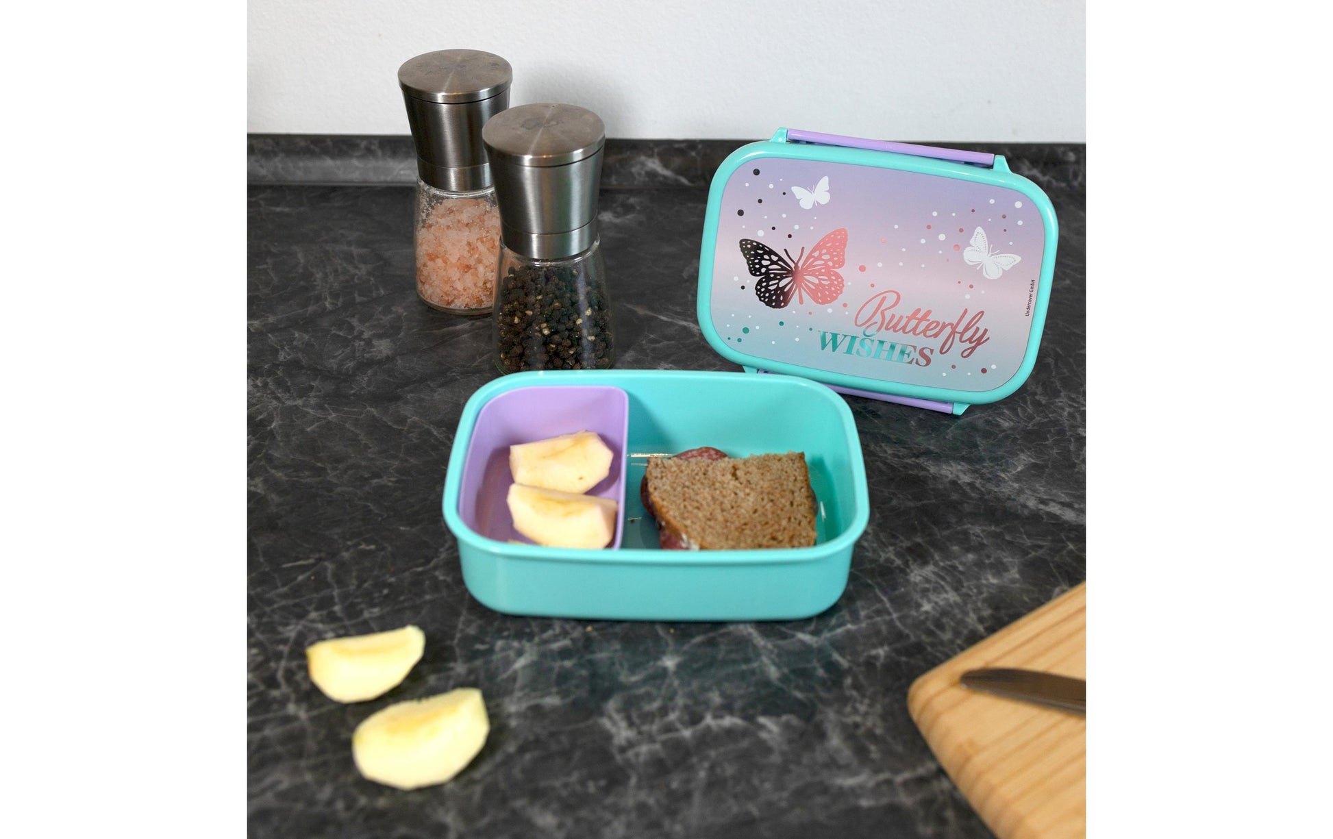 Scooli Lunchbox 18 × 13,5 × 6 cm, blau/grau/violett/weiss