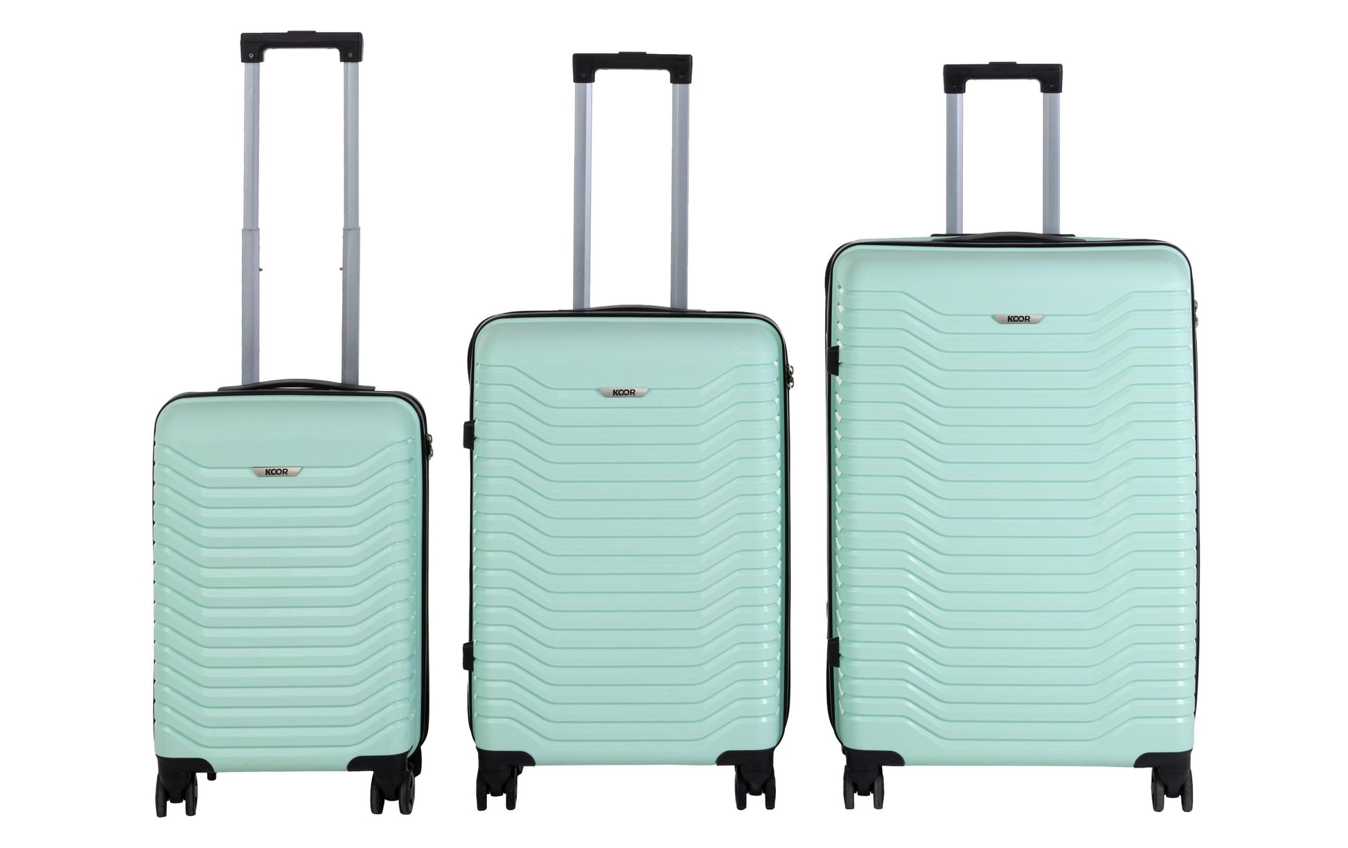 KOOR 3-teiliges Kofferset – Hartschale, 4 Rollen, mit TSA, Mint