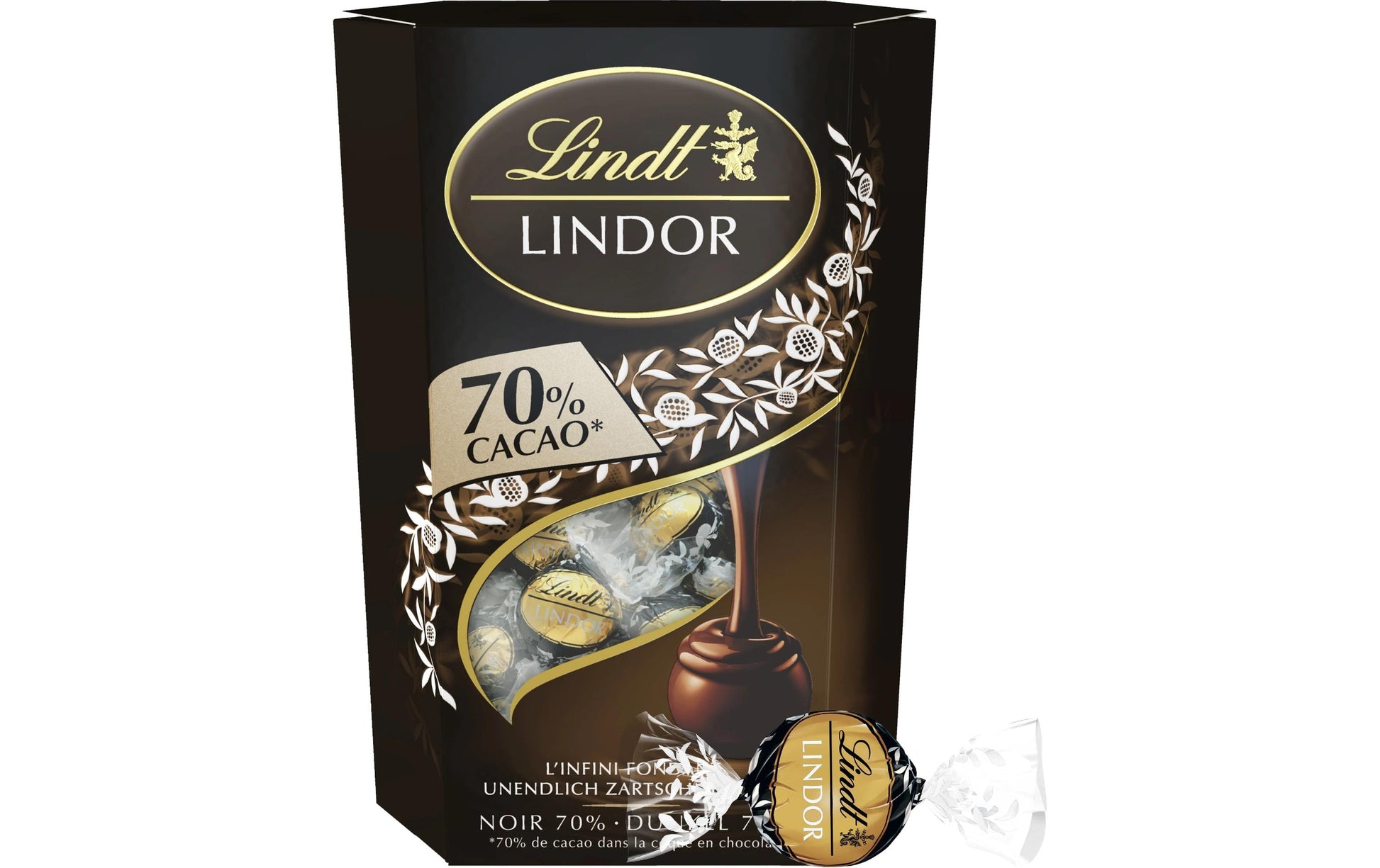 Lindt LINDOR Kugeln Cornet – Dunkel, 70% Kakao, 200 g