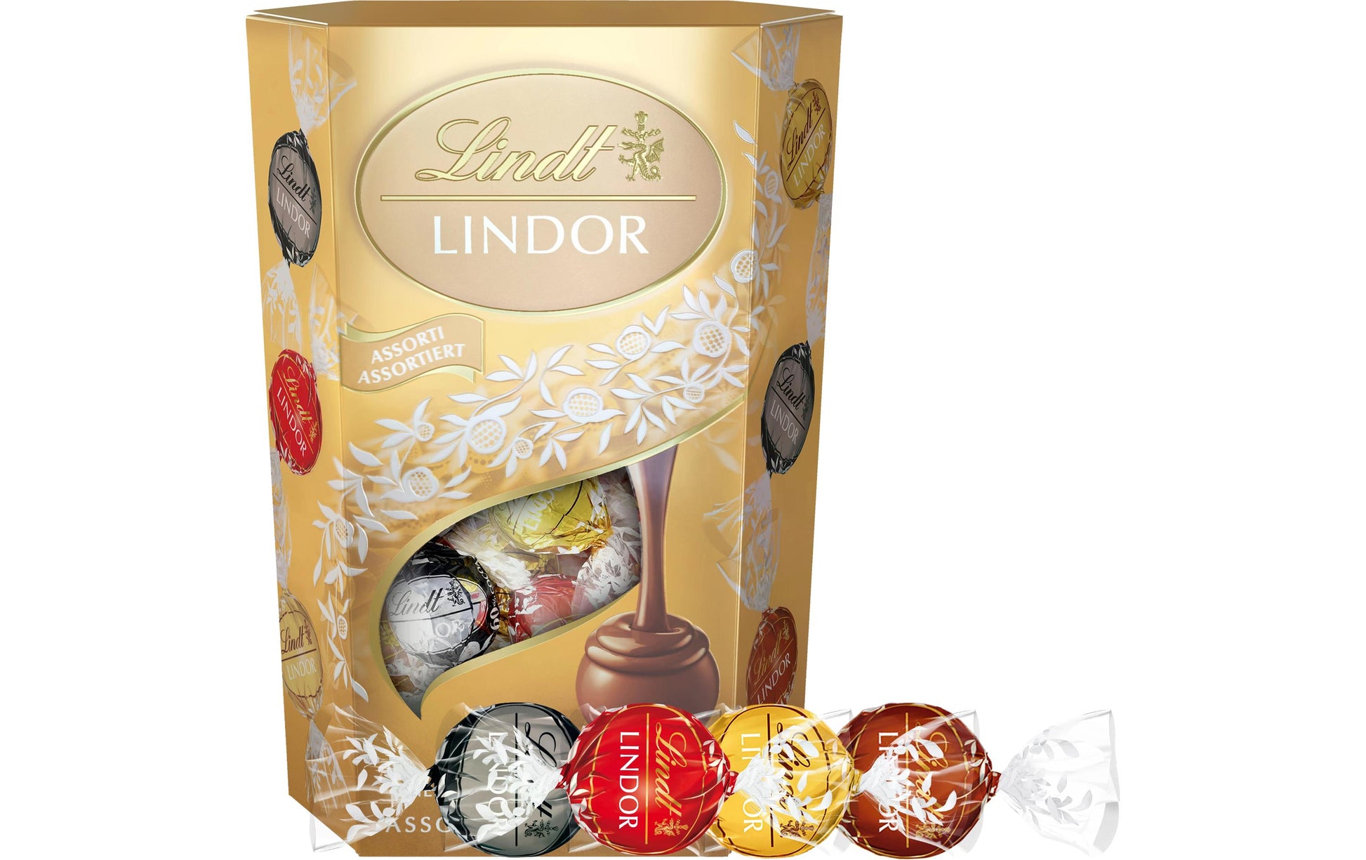 Lindt LINDOR Kugeln Pralinés – Milch, Weiss, Dunkel 60% Kakao, Haselnuss, 200 g