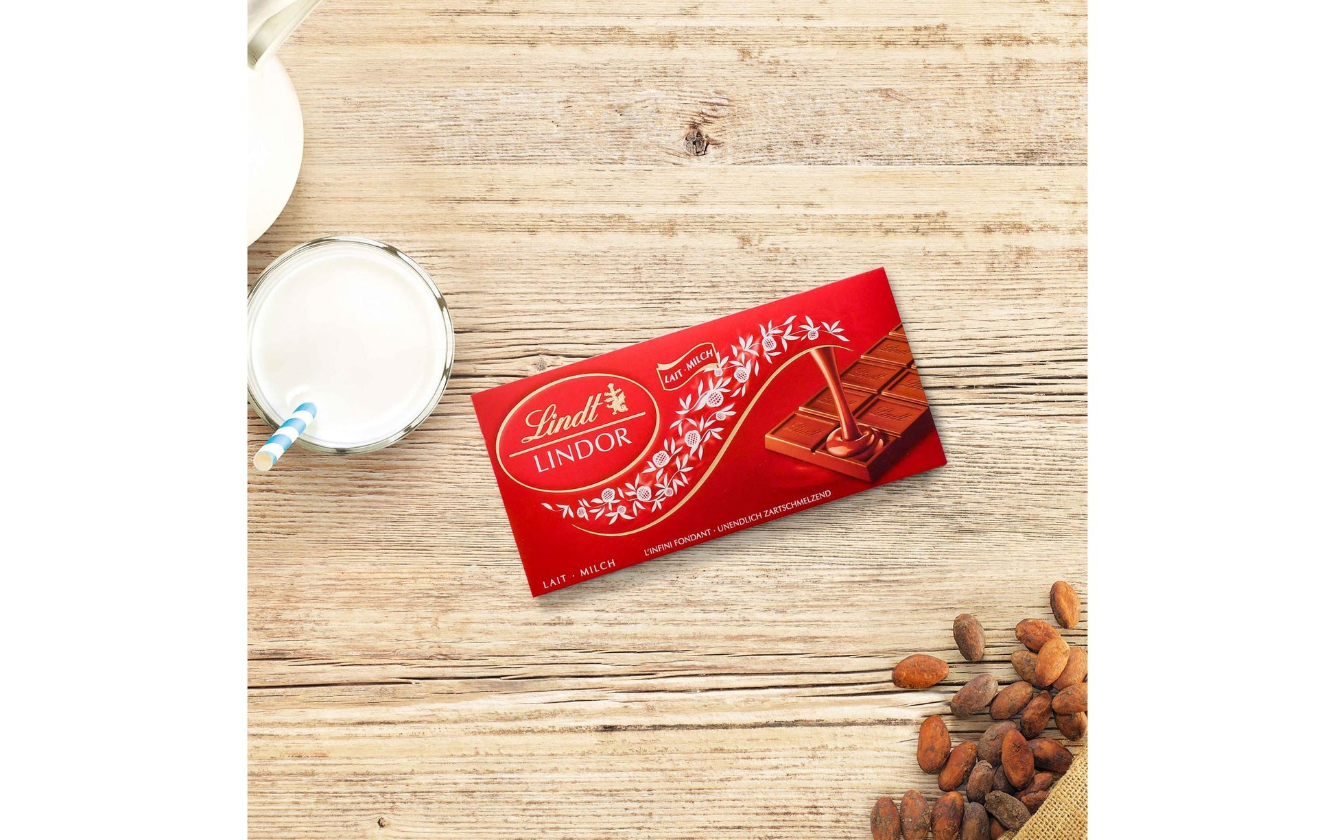 Lindt LINDOR Tafelschokolade – Milch – 5 × 100 g