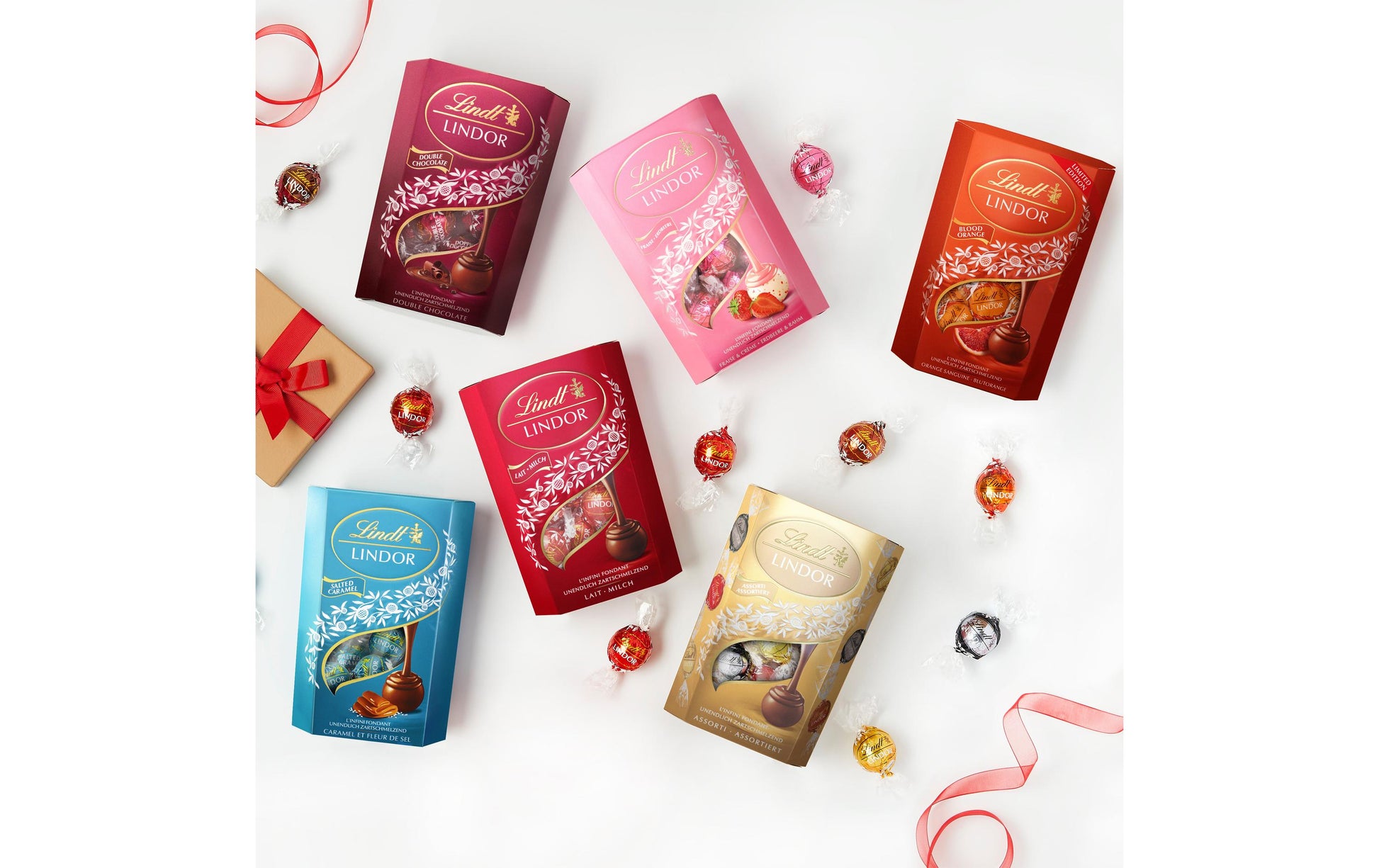 Lindt LINDOR Schokolade – Blutorange – 200 g