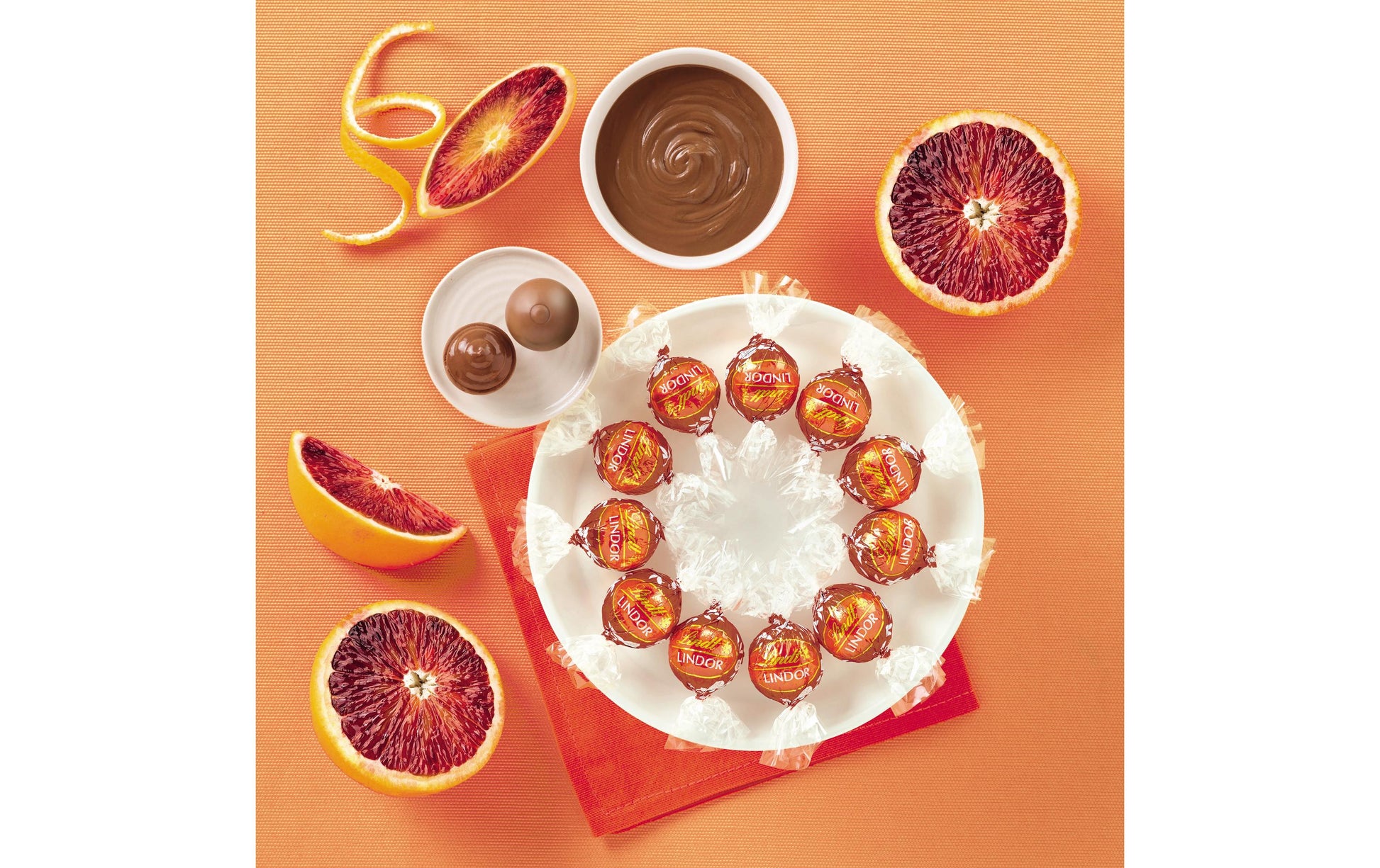 Lindt LINDOR Schokolade – Blutorange – 200 g