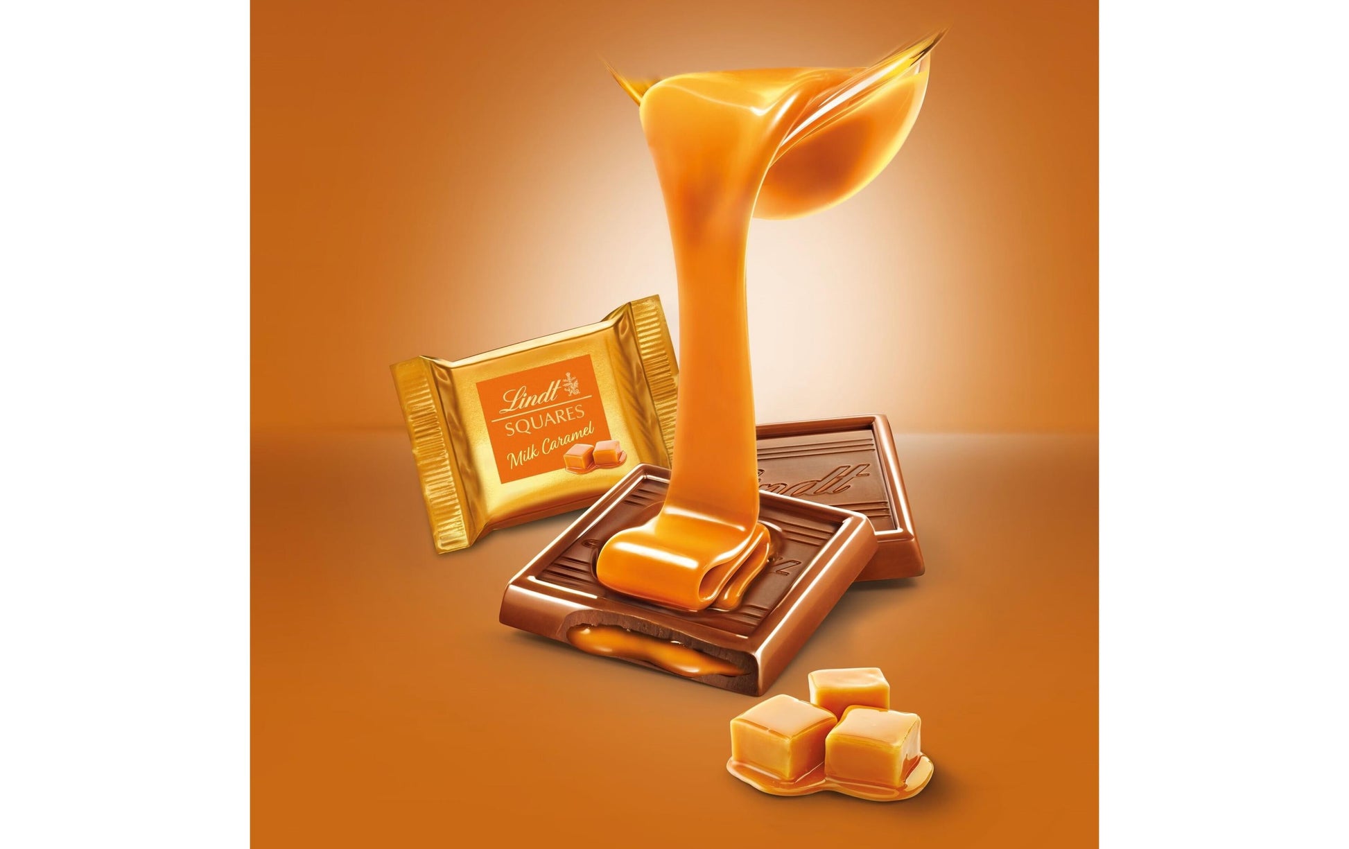 Lindt SQUARES Pralinés – Milch Karamell, Geschenkbox
