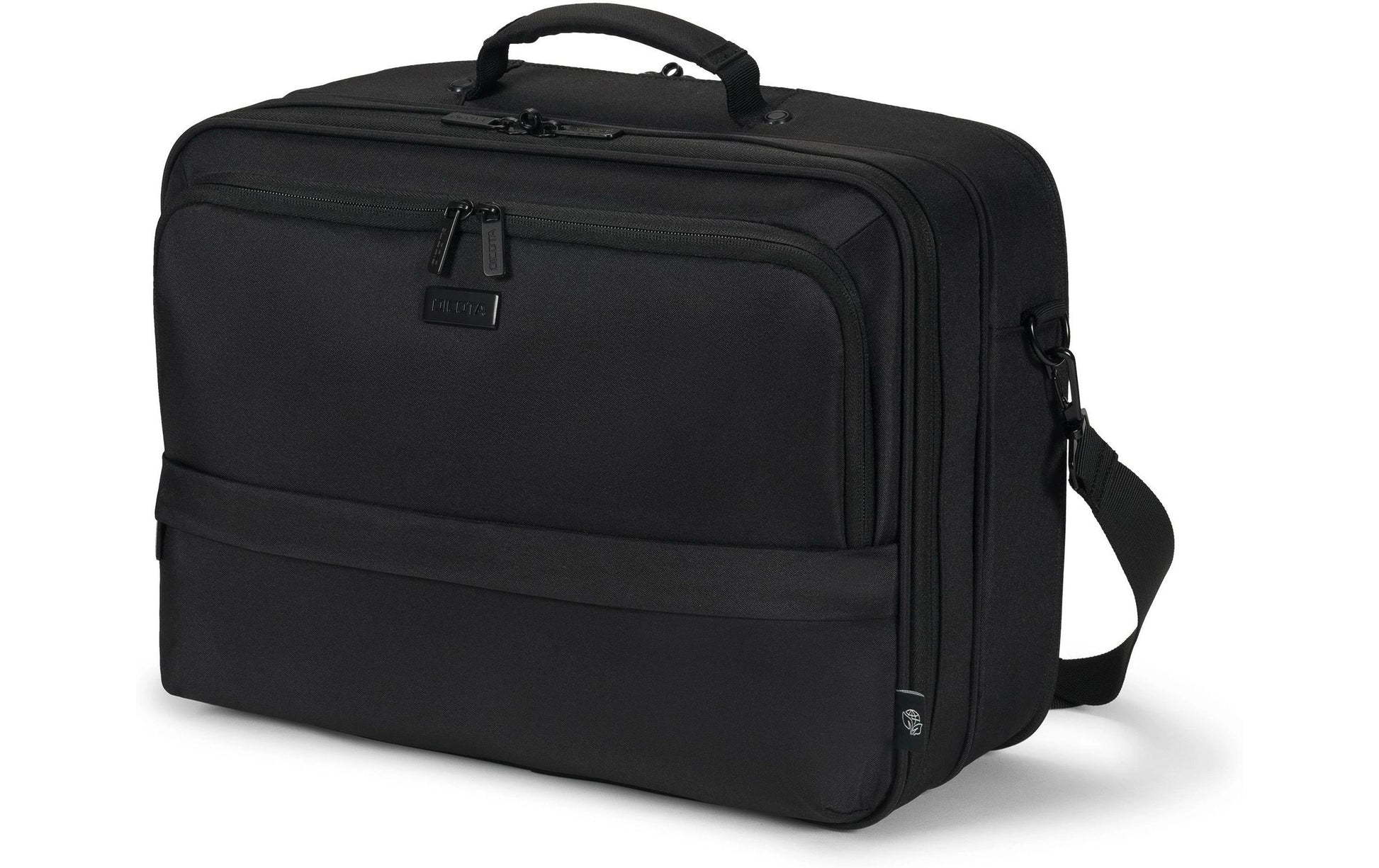 DICOTA Notebook-Tasche für bis 16" – wasserabweisend, Trolley-Haltegurt – Schwarz