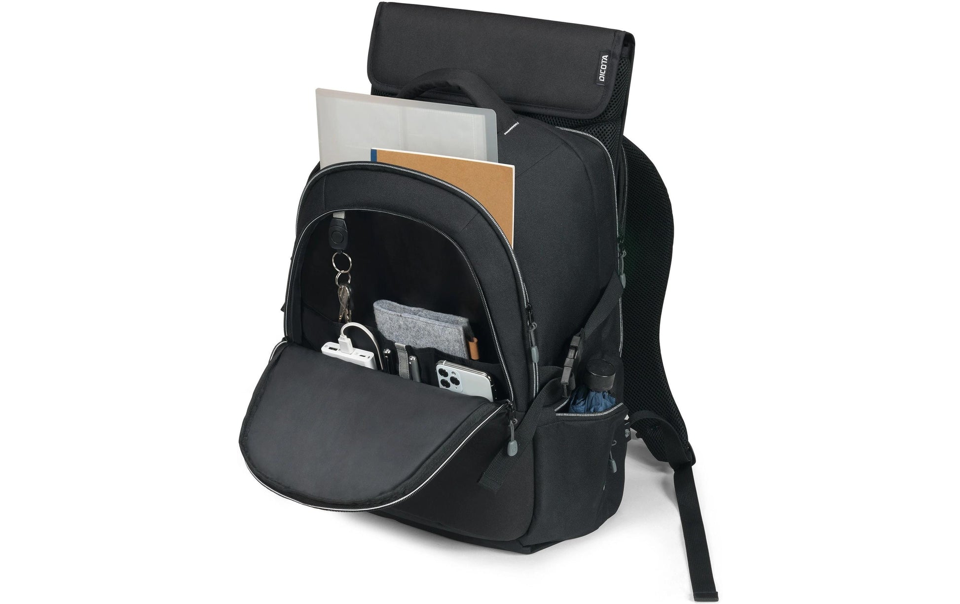 DICOTA Notebook-Rucksack bis 15,6" – 25 l, Trolley-aufsteckbar – Schwarz