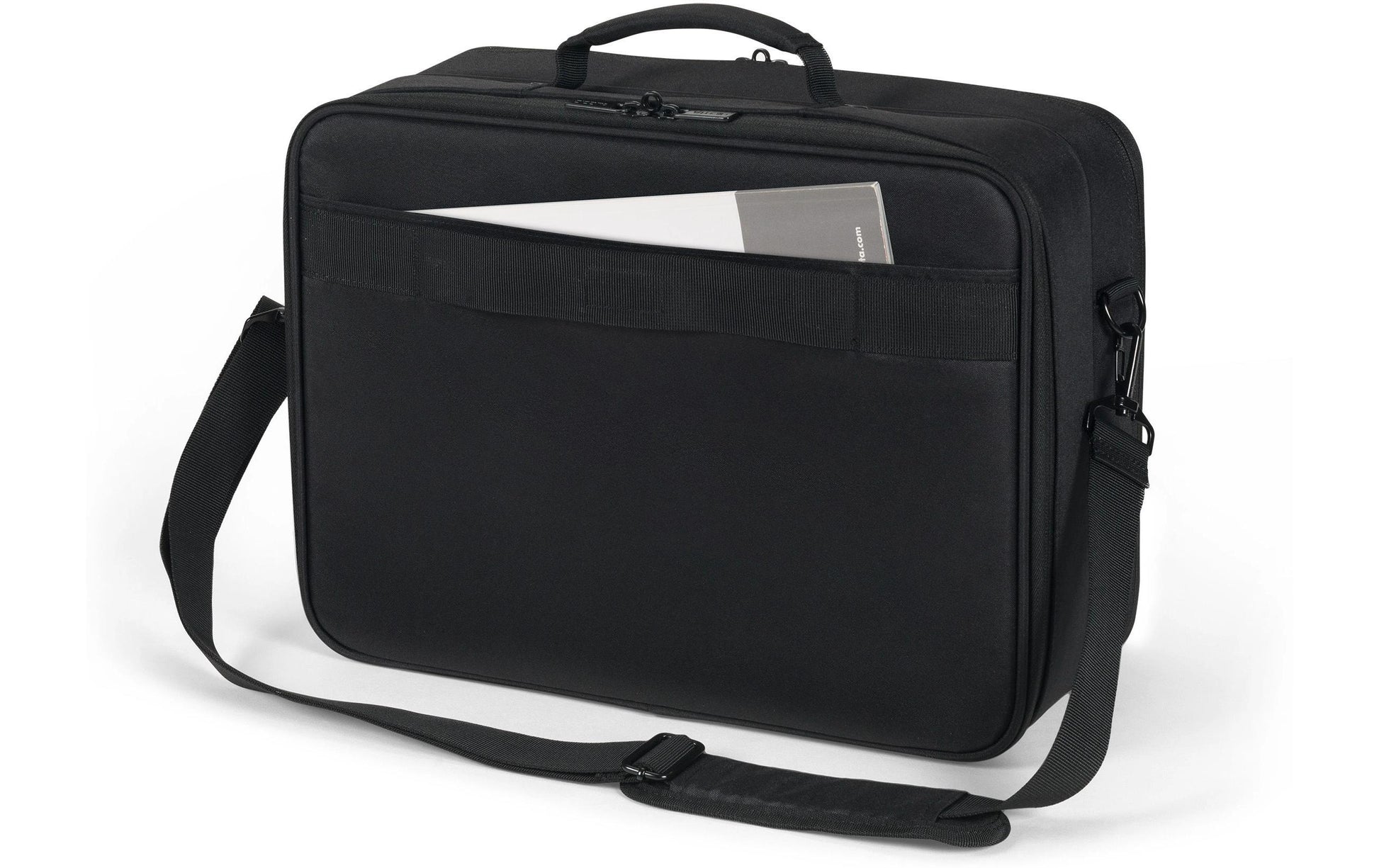 DICOTA Notebook-Tasche für bis 16" – wasserabweisend, Trolley-Haltegurt – Schwarz