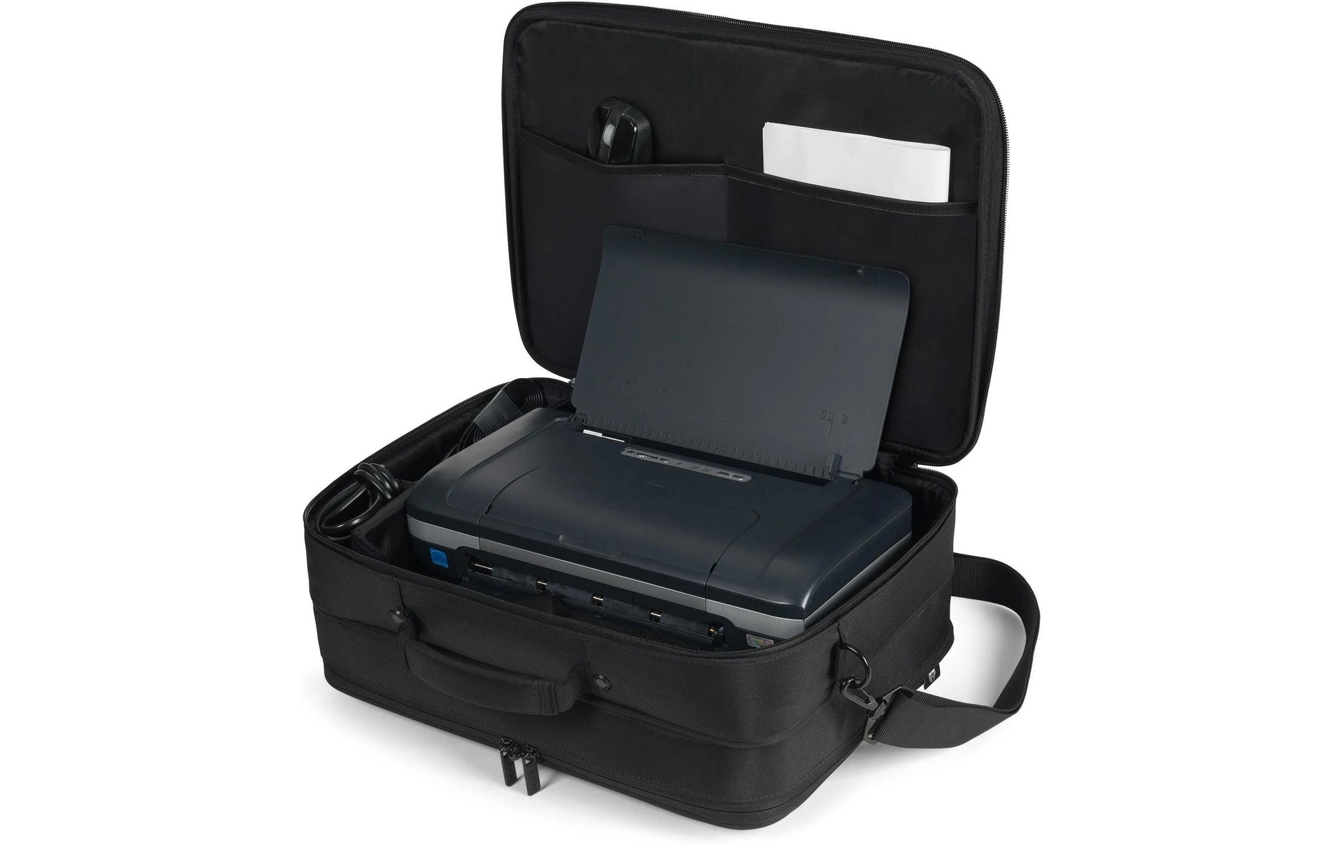 DICOTA Notebook-Tasche für bis 16" – wasserabweisend, Trolley-Haltegurt – Schwarz