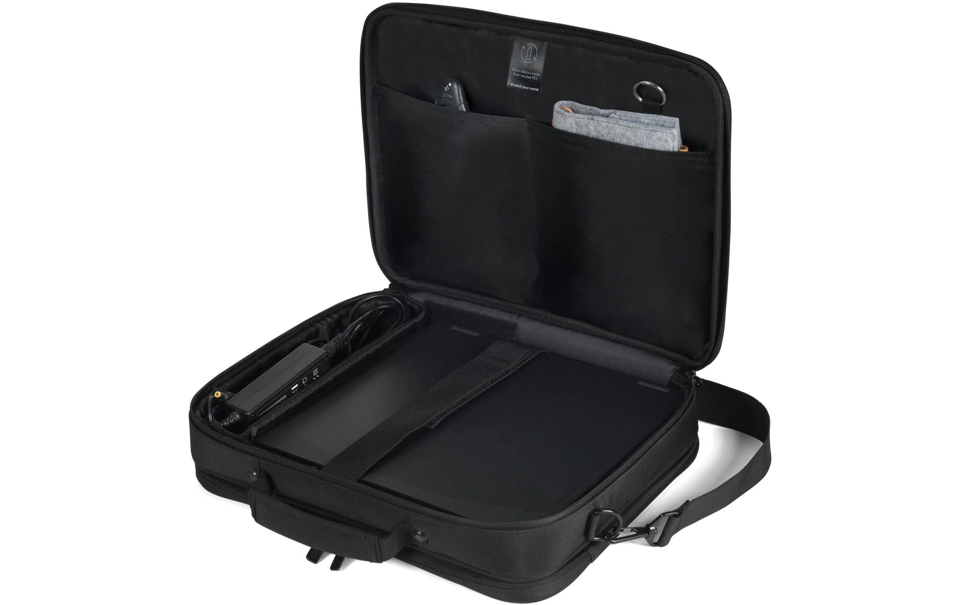 DICOTA Notebook-Tasche für Geräte bis 14,1" – wasserabweisend, 100% recyceltes PET – Schwarz