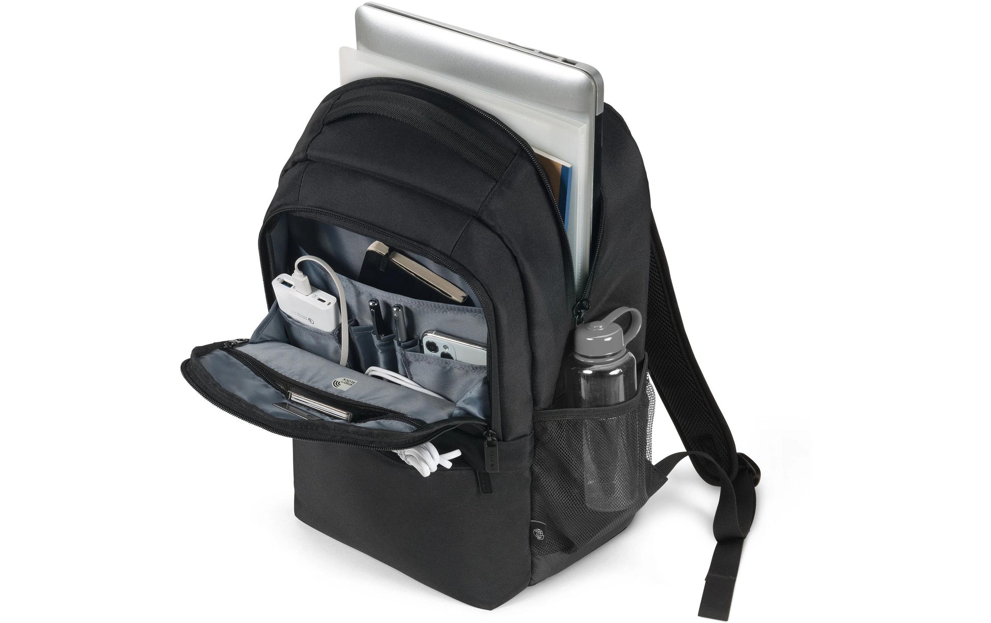 DICOTA Notebook-Rucksack für Notebooks bis 17,3" – 100% recyceltes PET, wasserabweisend – Schwarz