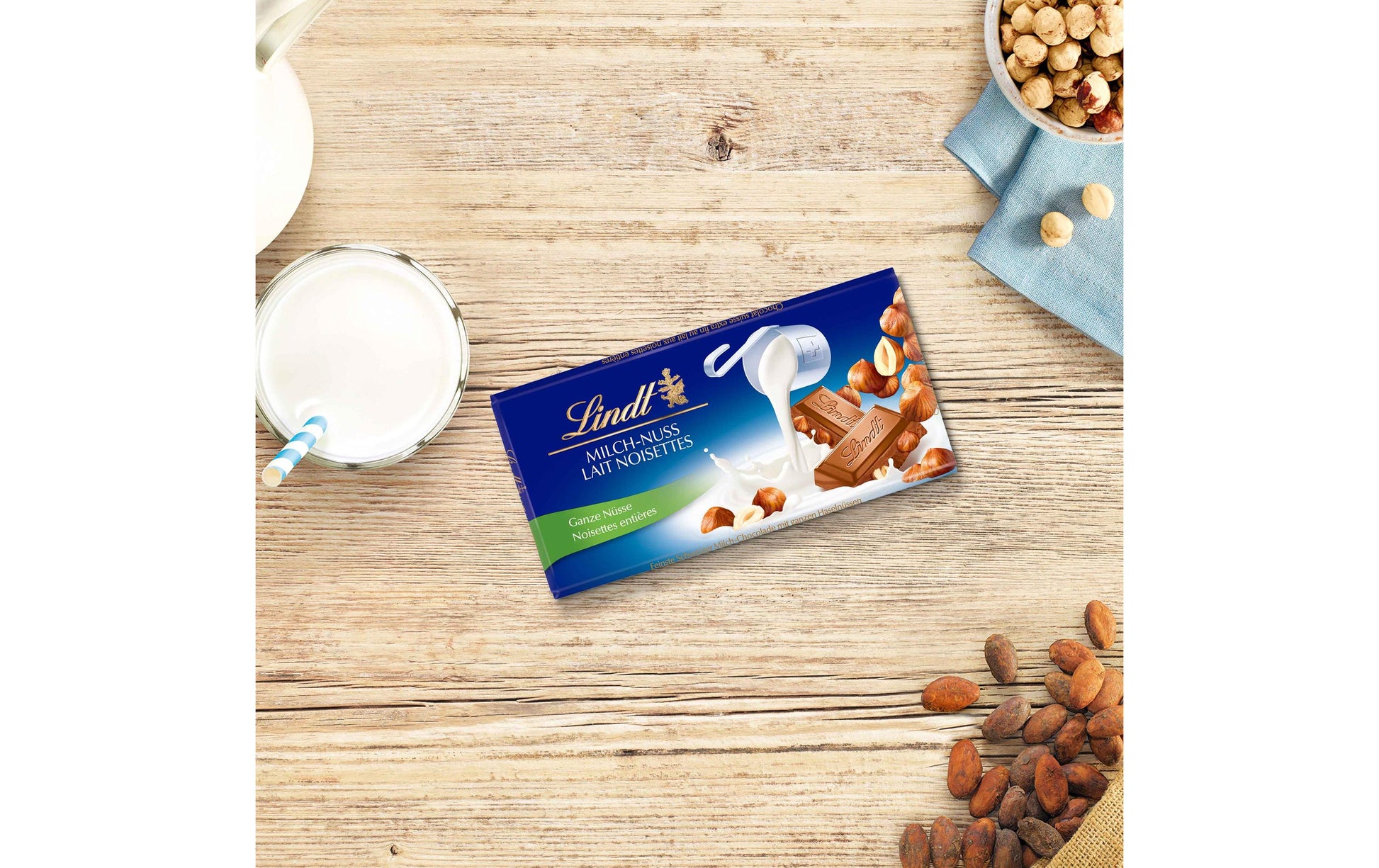 Lindt Tafelschokolade – Milch, Haselnuss – 5 × 100 g