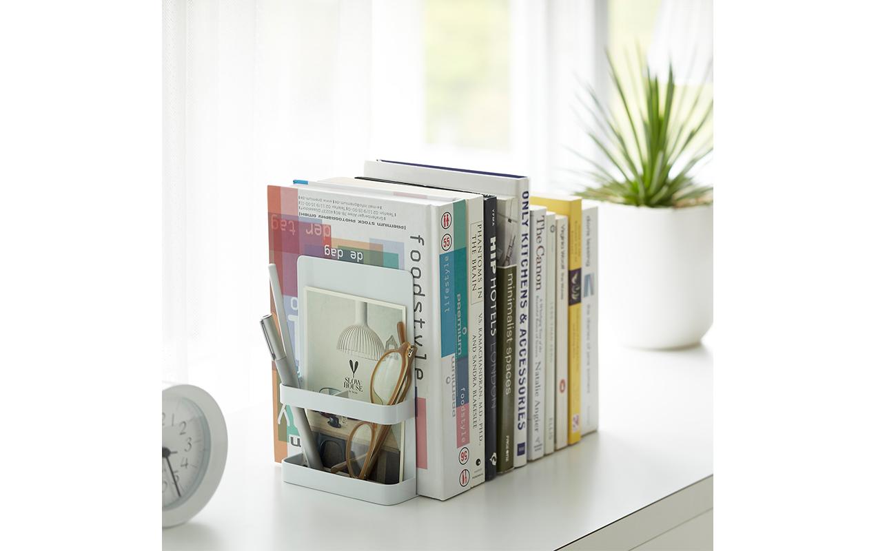 Yamazaki TOWER Buchstützenset – Metall – Weiss – 120 × 180 × 150 mm