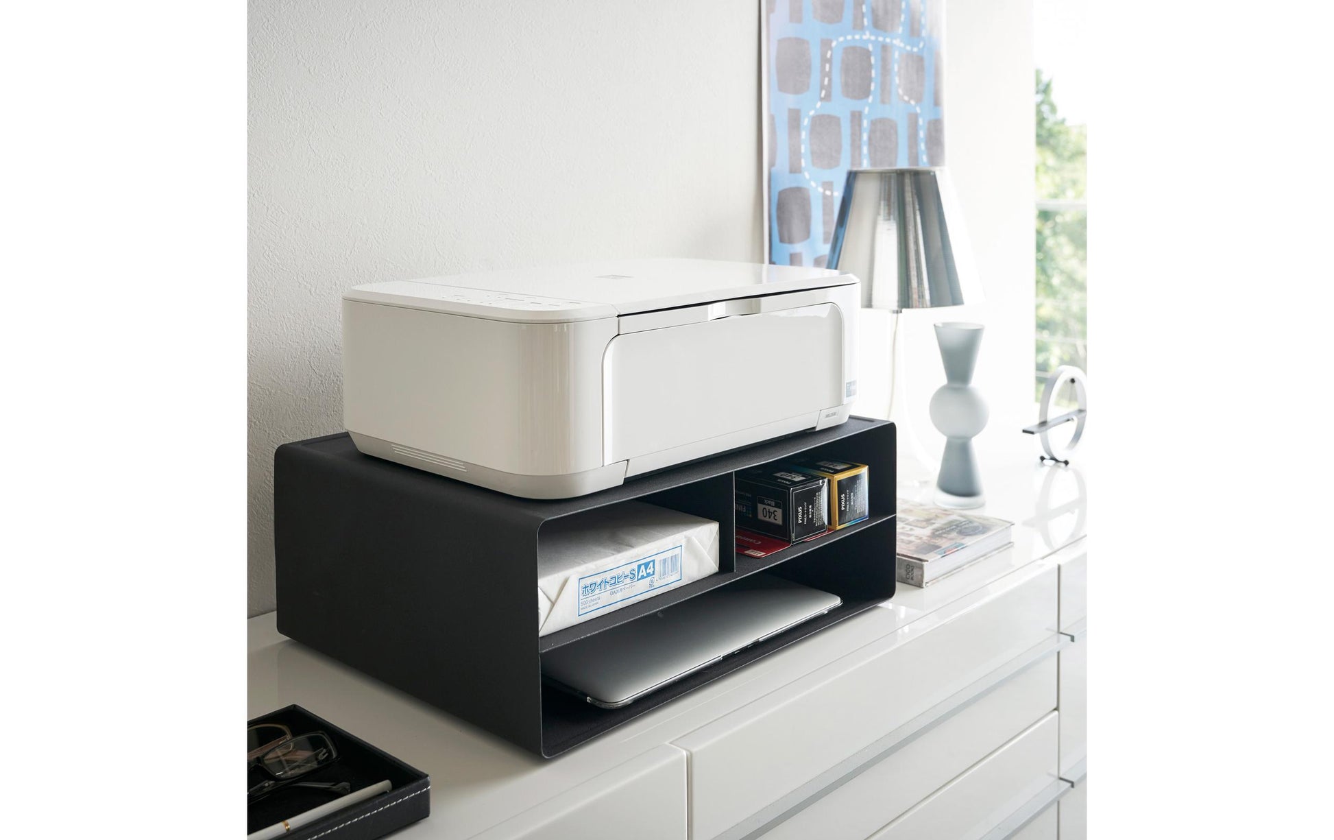 Yamazaki Regal, TOWER – freistehend – 2 Böden – 37 × 48 × 19 cm – 19,7 kg – schwarz – Stahl