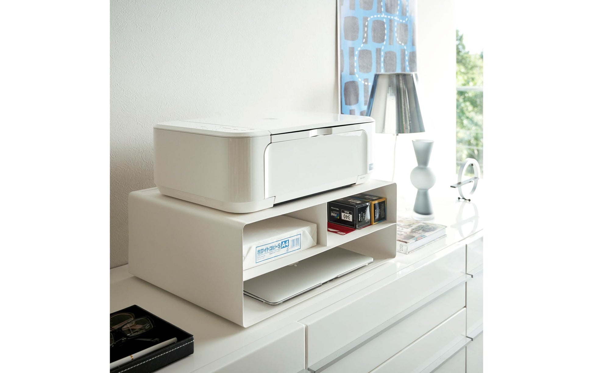 Yamazaki Regal, TOWER – freistehend – 2 Böden – 37 × 48 × 19 cm – weiss – Stahl