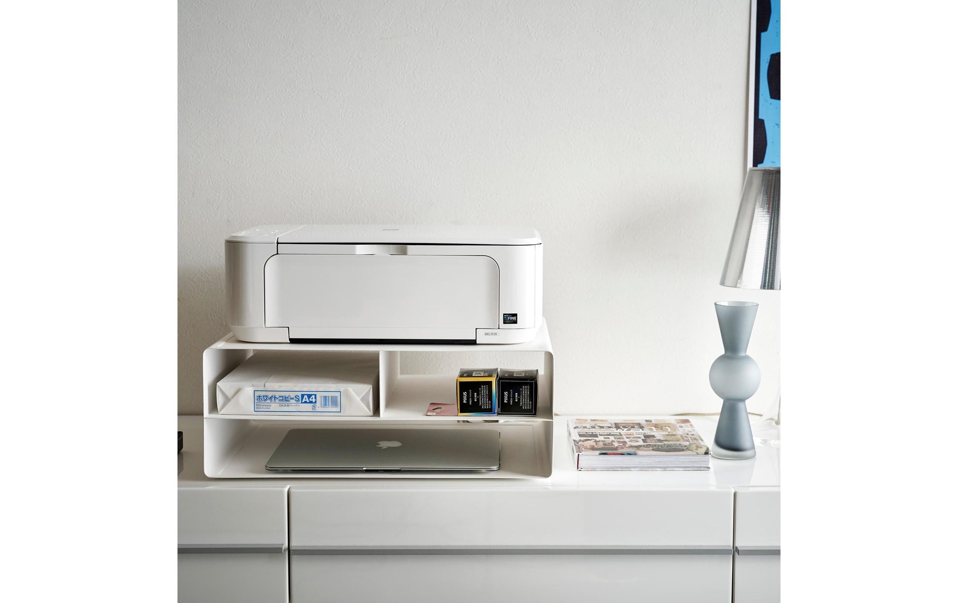 Yamazaki Regal, TOWER – freistehend – 2 Böden – 37 × 48 × 19 cm – weiss – Stahl