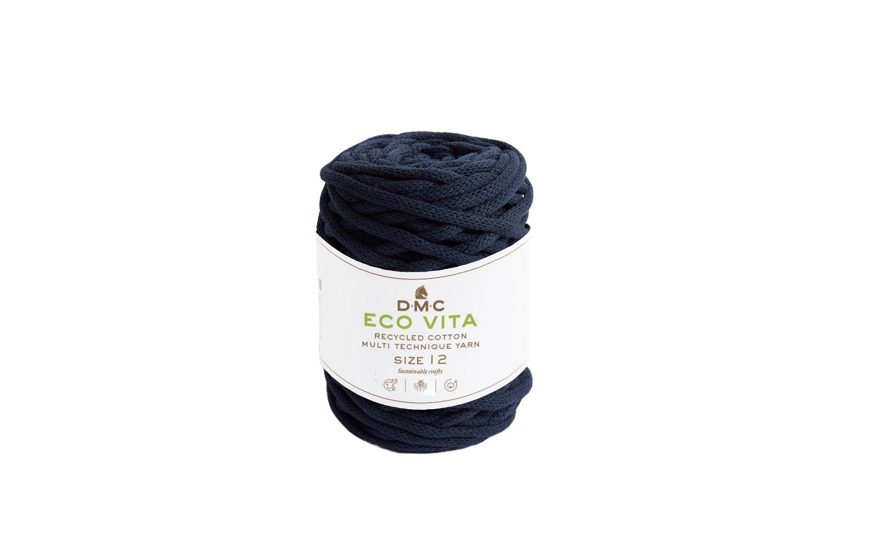 DMC Nova Vita Garn Dunkelblau – 250 g, 55 m, 80% Baumwolle/20% Polyester, Nadel 12 mm