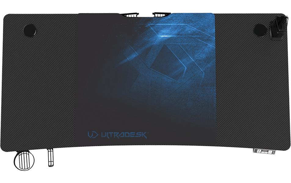 Ultradesk Level V2 Gaming-Tisch – 140 × 68 cm, höhenverstellbar, schwarz/blau, Stahl