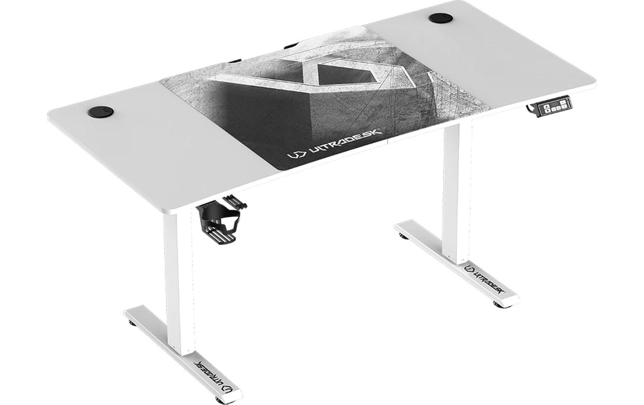 Ultradesk Level V2 Gaming-Tisch – 140 × 68 cm, höhenverstellbar, weiss, Stahl
