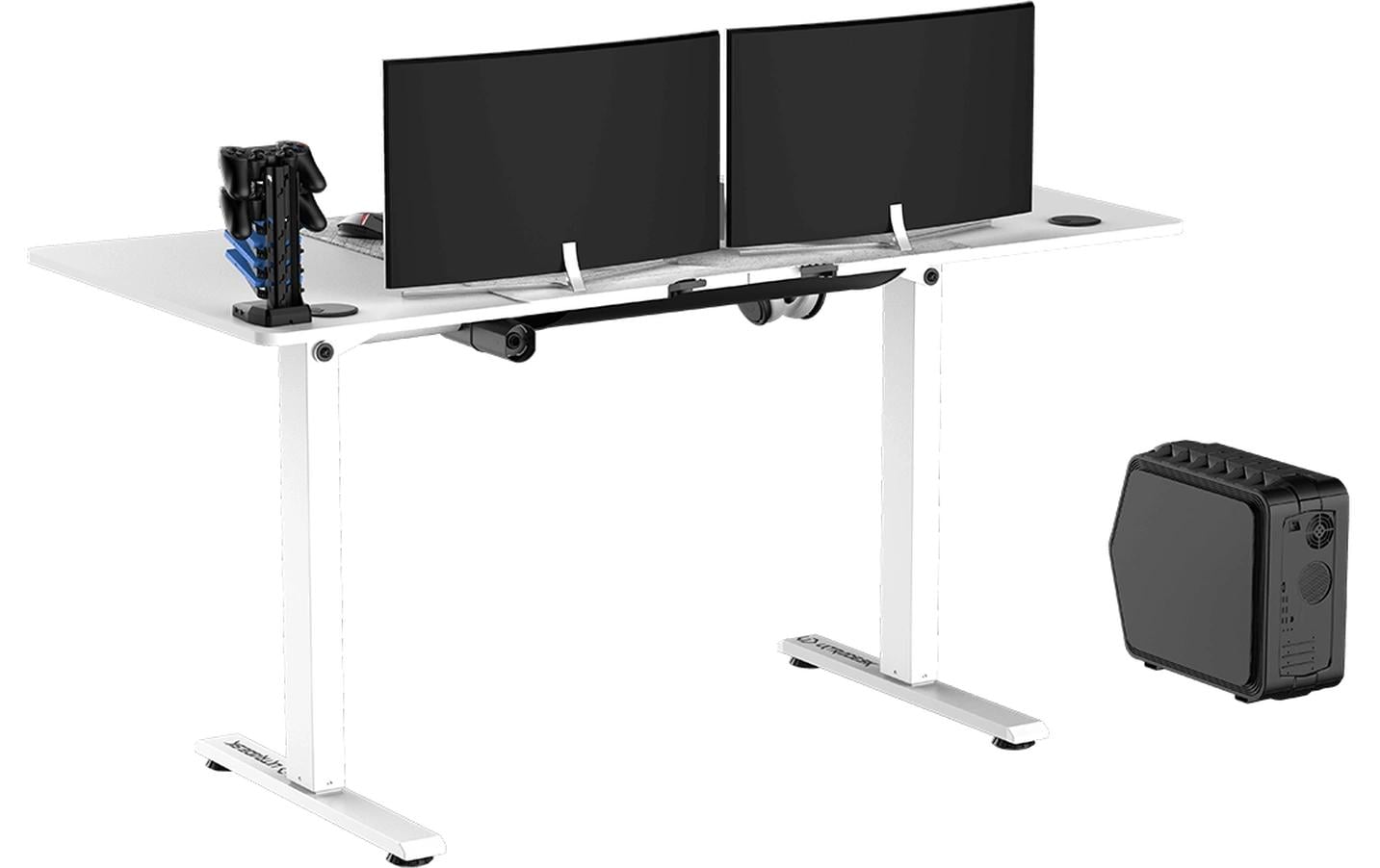 Ultradesk Level V2 Gaming-Tisch – 140 × 68 cm, höhenverstellbar, weiss, Stahl