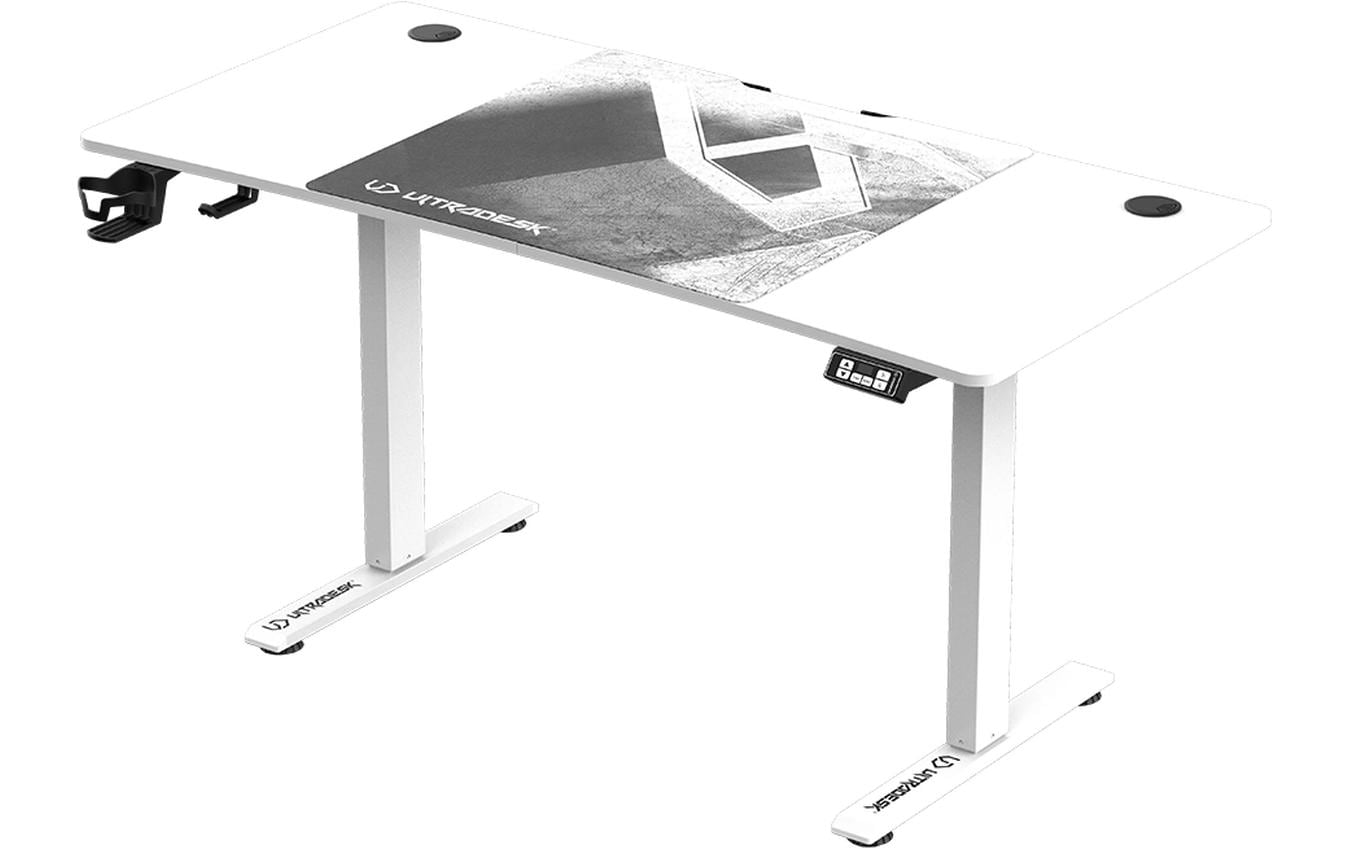 Ultradesk Level V2 Gaming-Tisch – 140 × 68 cm, höhenverstellbar, weiss, Stahl