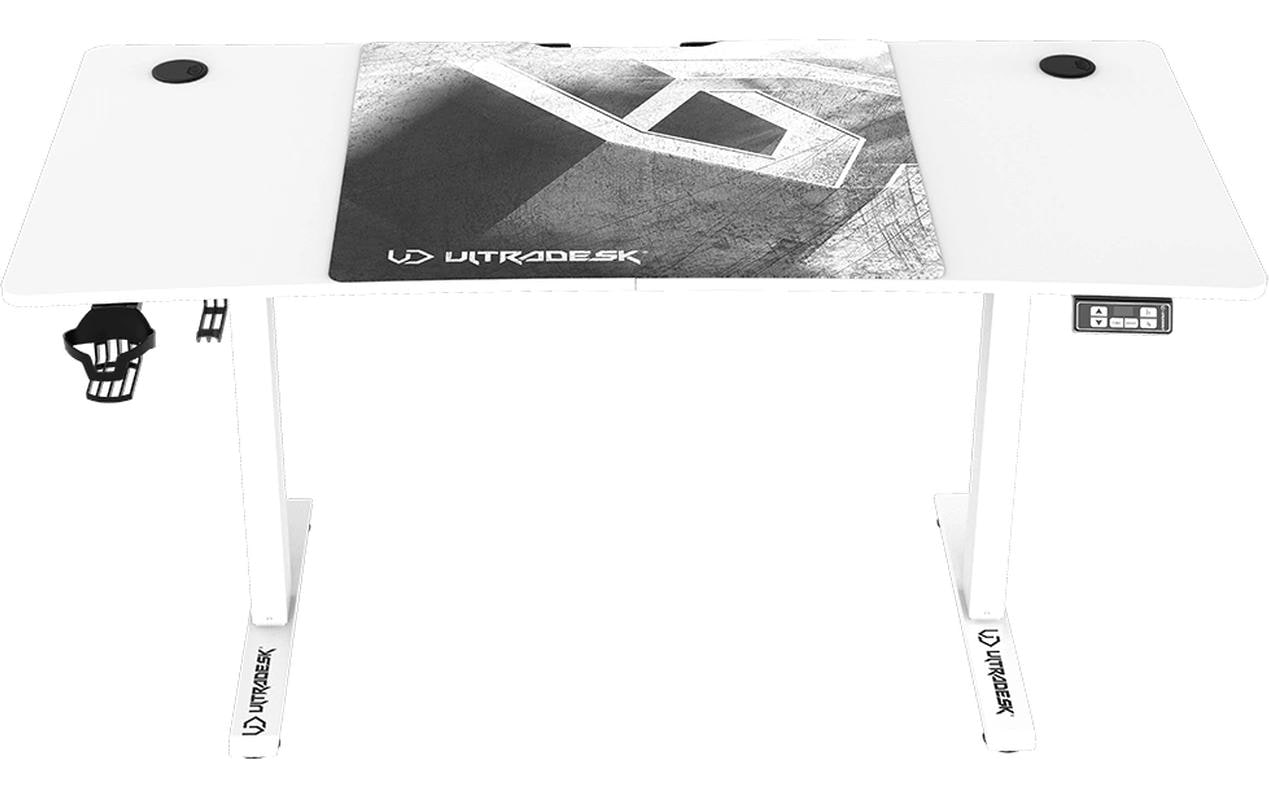 Ultradesk Level V2 Gaming-Tisch – 140 × 68 cm, höhenverstellbar, weiss, Stahl