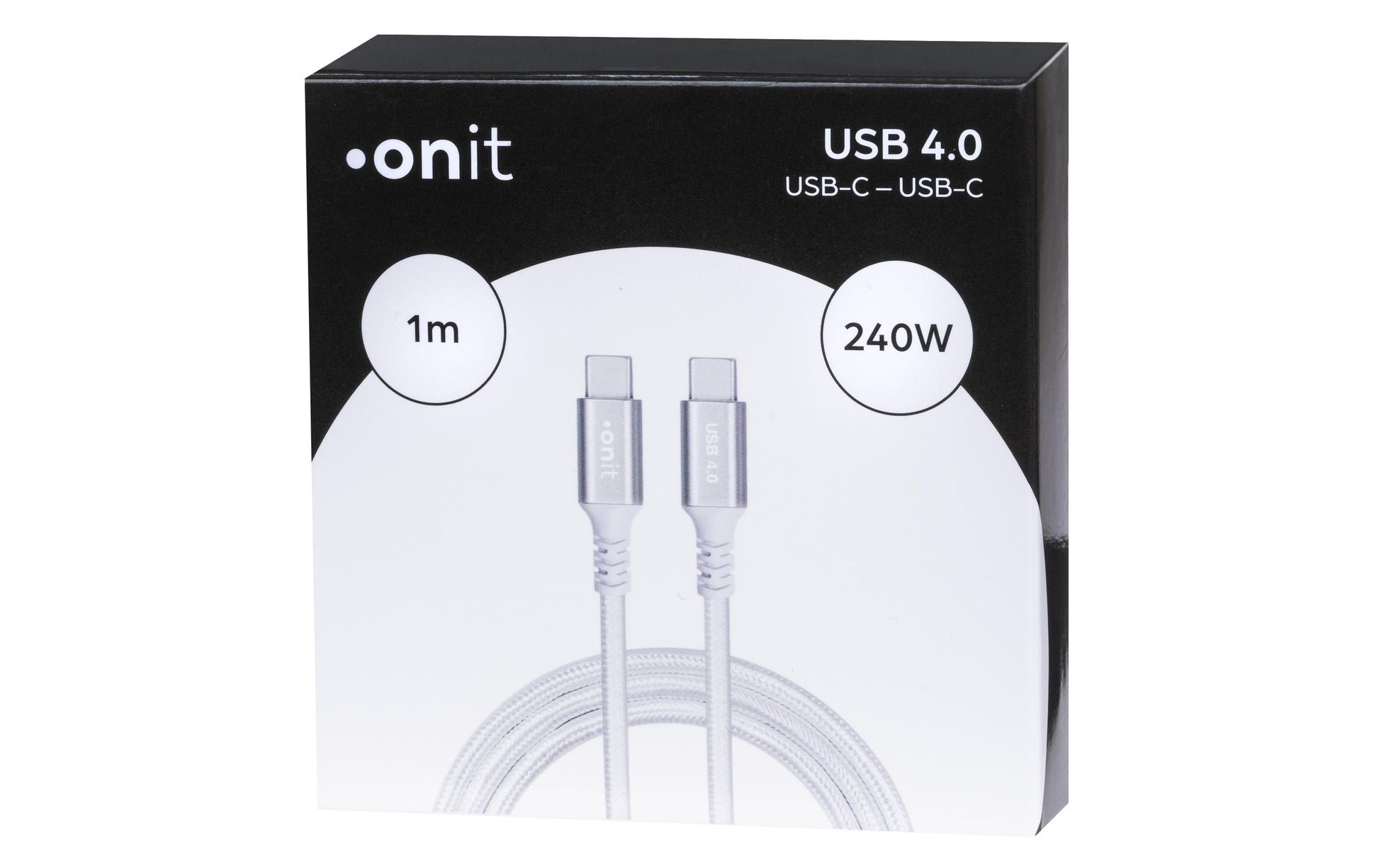 ONIT USB-C auf USB-C Kabel – USB4 40 Gbit/s – 1 m – PD 240 W – Textilmantel, Verstärkt – Weiss